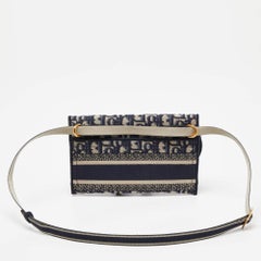 Dior Navy Blue/White Oblique Canvas and Leather Saddle Belt Bag