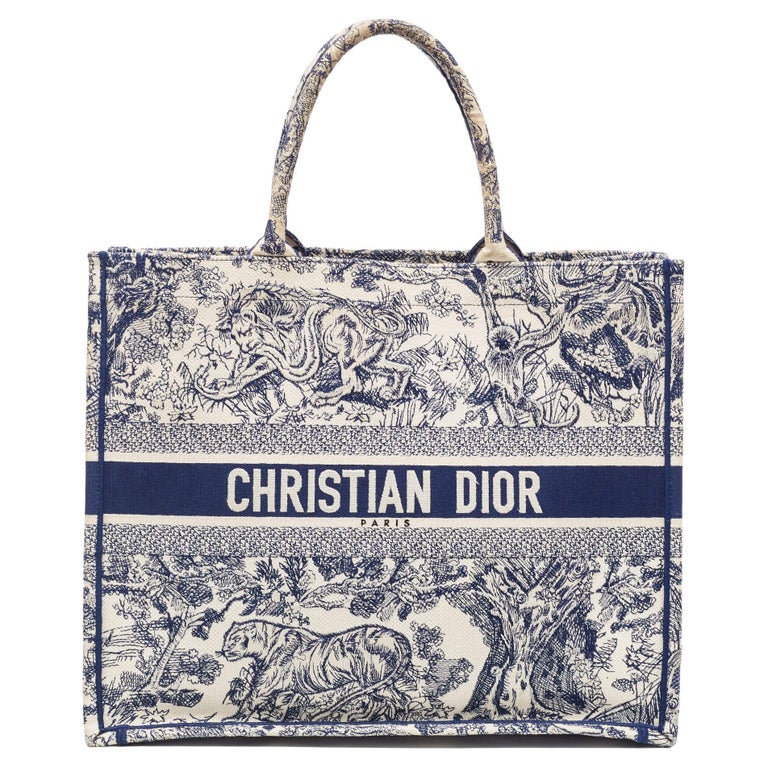 NEW Dior Book Tote: Blue Velvet Crocodile Embroidered, Large, 2021