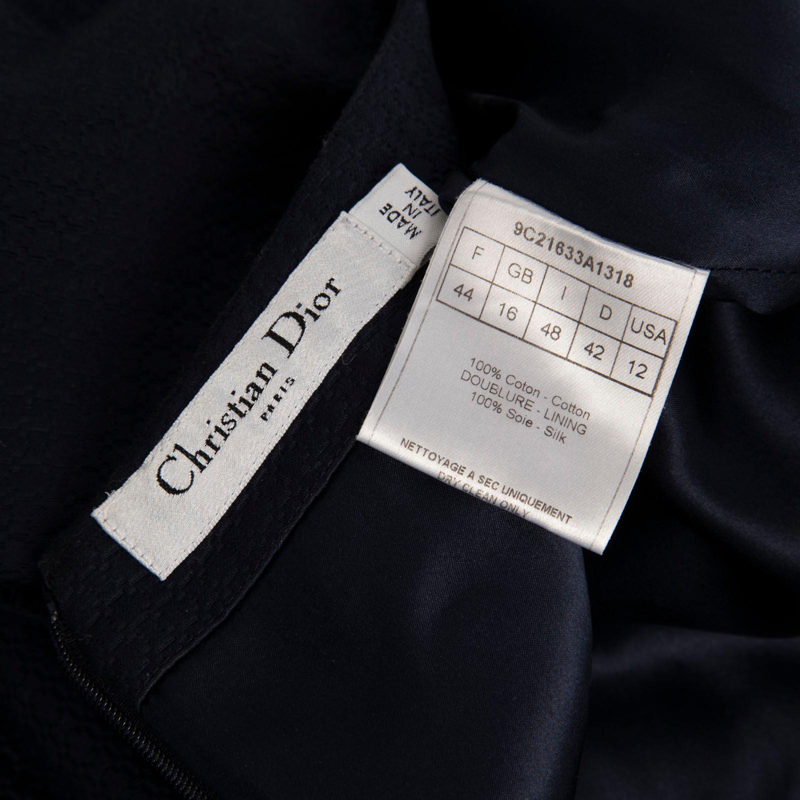 Dior Navy - Robe midi avec manches à nœuds Taille XXL en vente 2