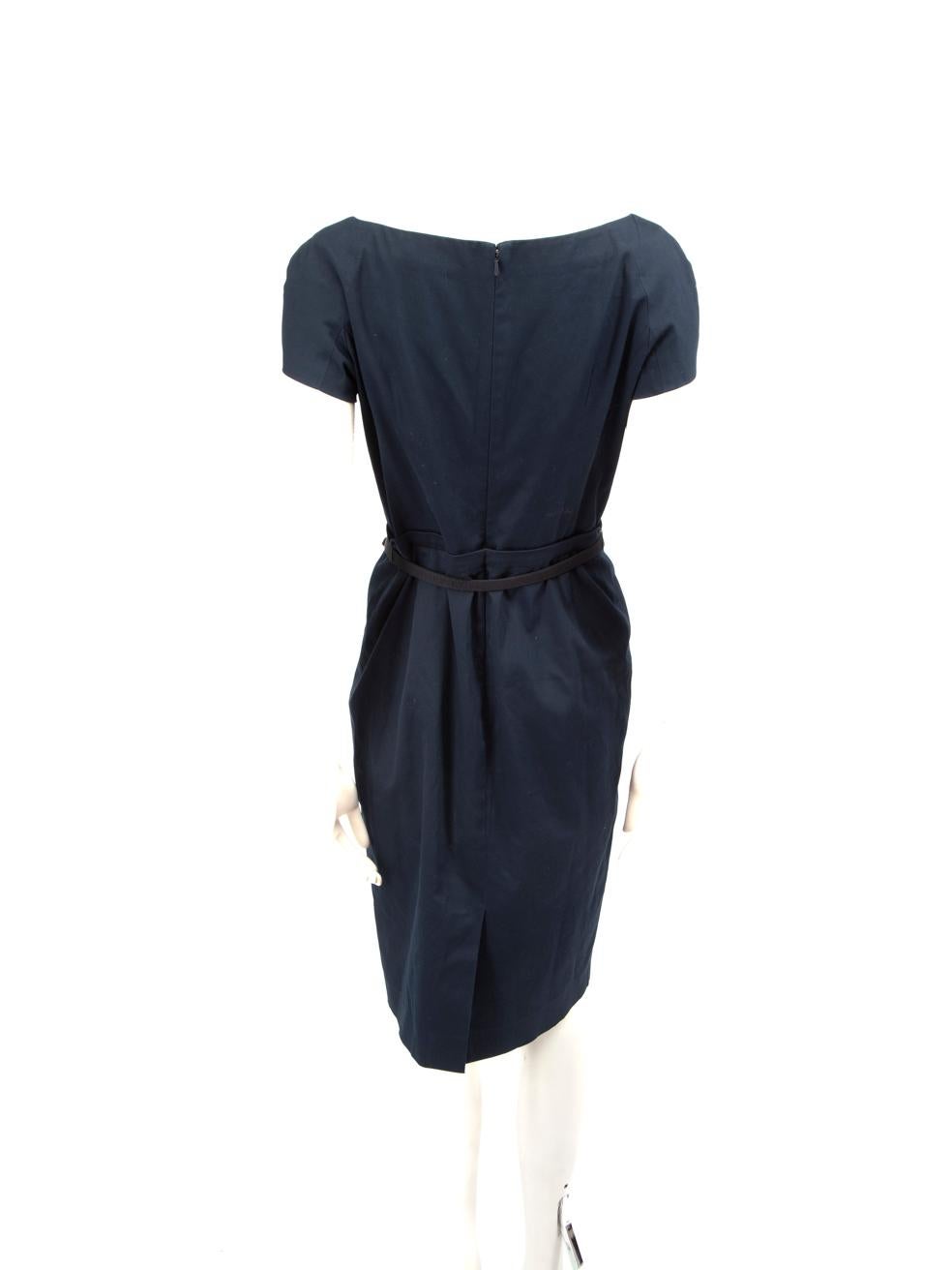 Black Dior Navy Button Detail Belted Dress Size L For Sale