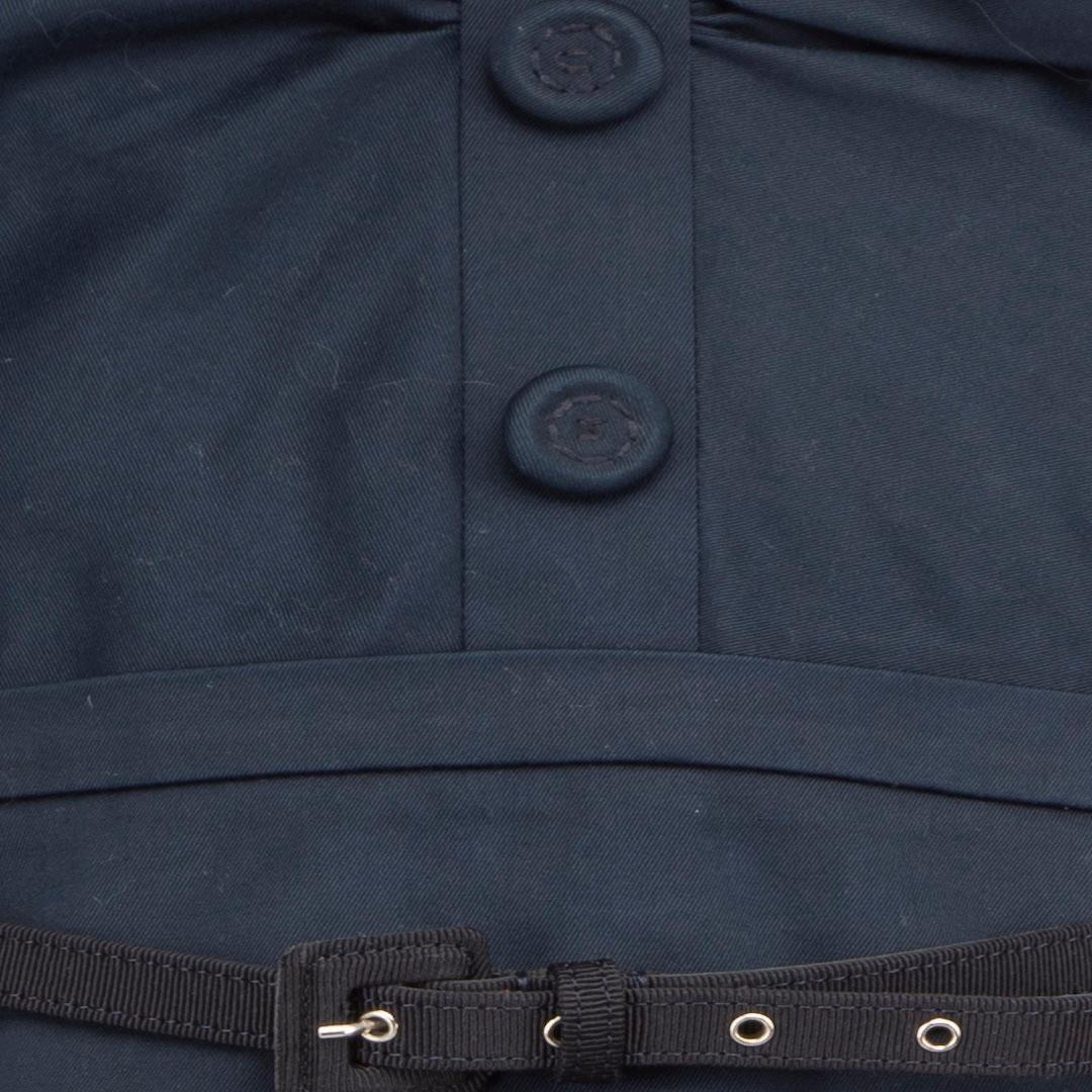 Dior Navy Button Detail Belted Dress Size L In Good Condition For Sale In London, GB