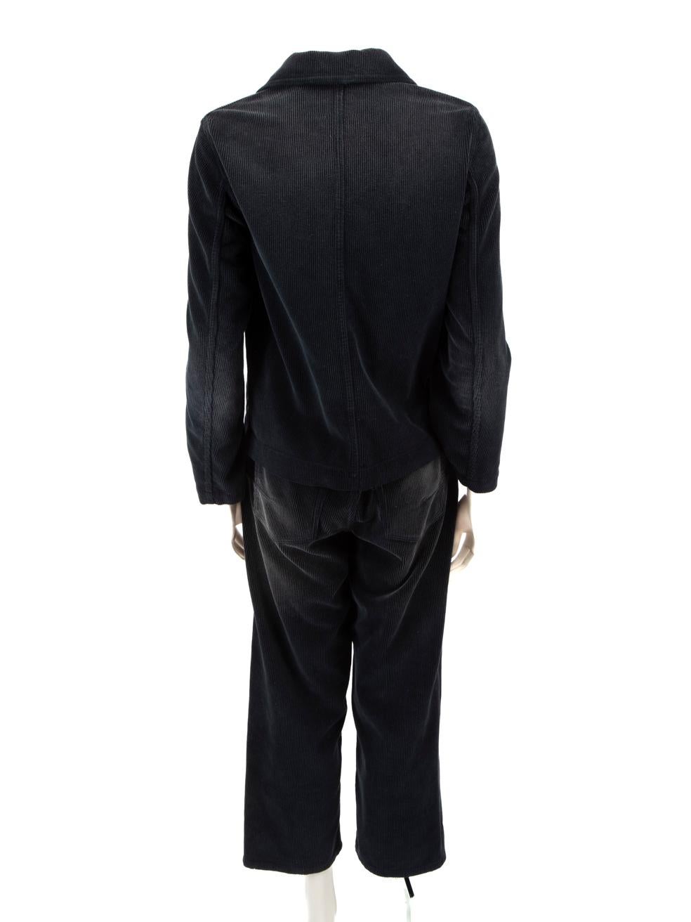 Noir Ensemble veste et pantalon en velours côtelé bleu marine Dior taille XS en vente