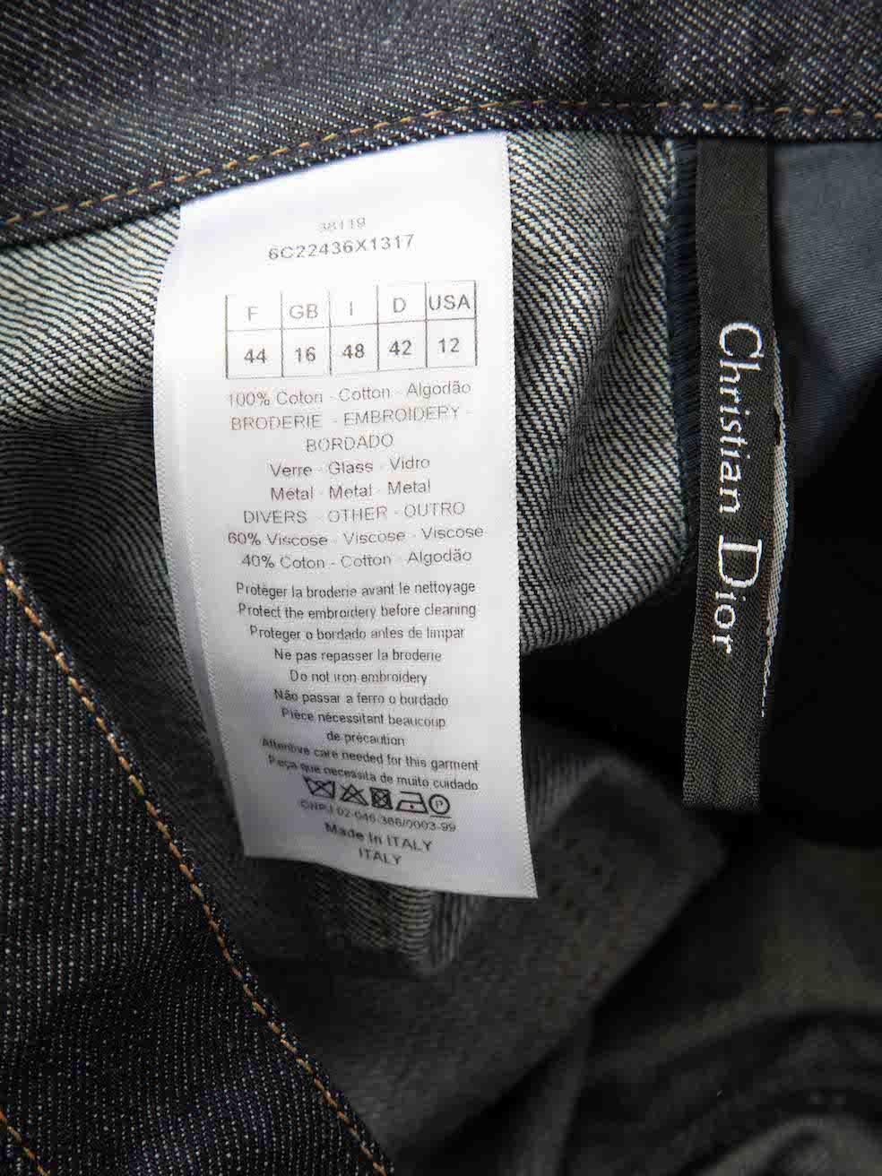 Dior Navy Denim Embellished Culottes Size XXL For Sale 1