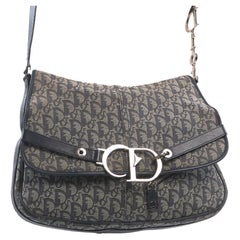 Dior Navy Diorissimo Trotter Logo Charms Flap Messenger Bag (2004)