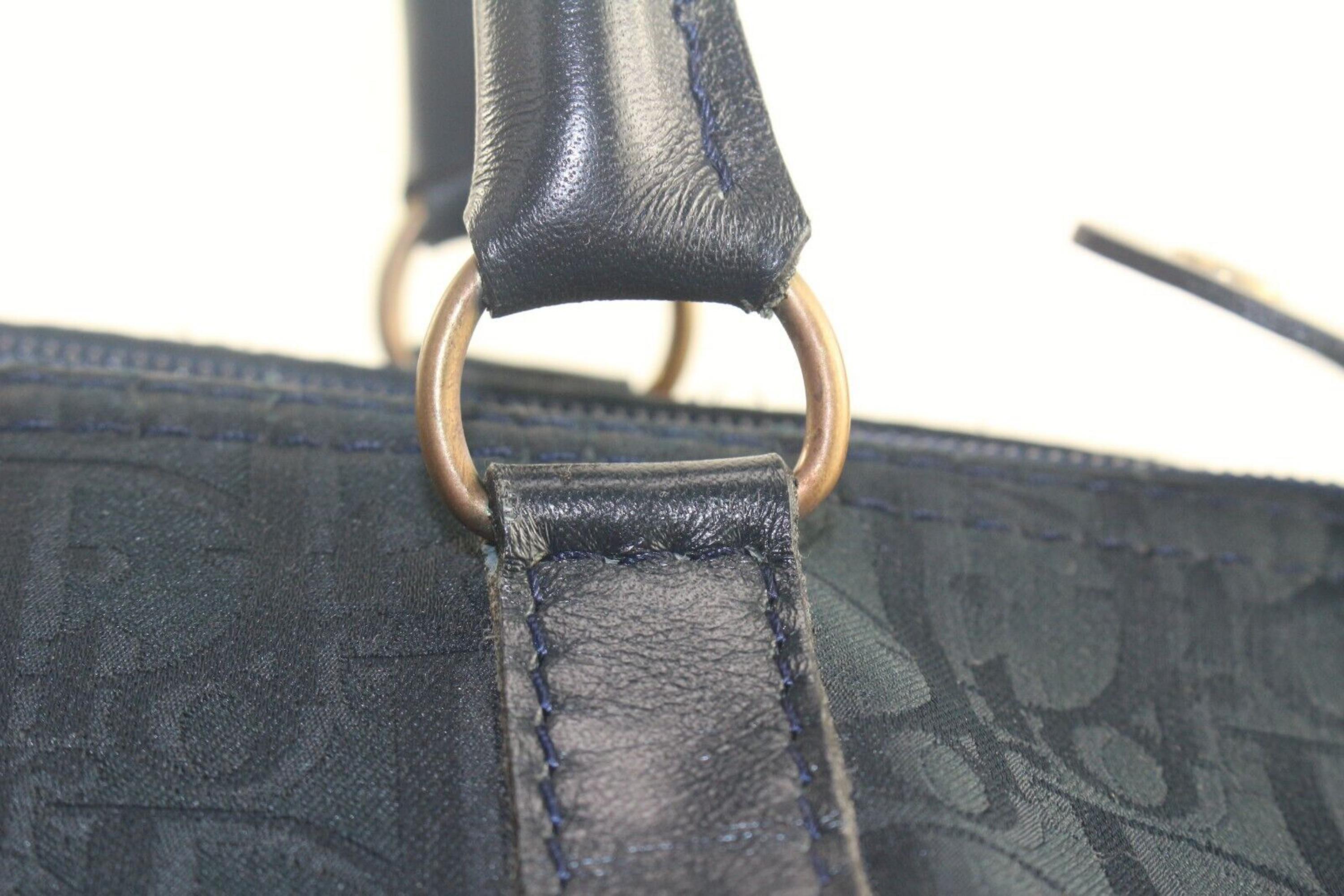 Dior Navy Embossed Nubuck Boston Bag 1D713K For Sale 5