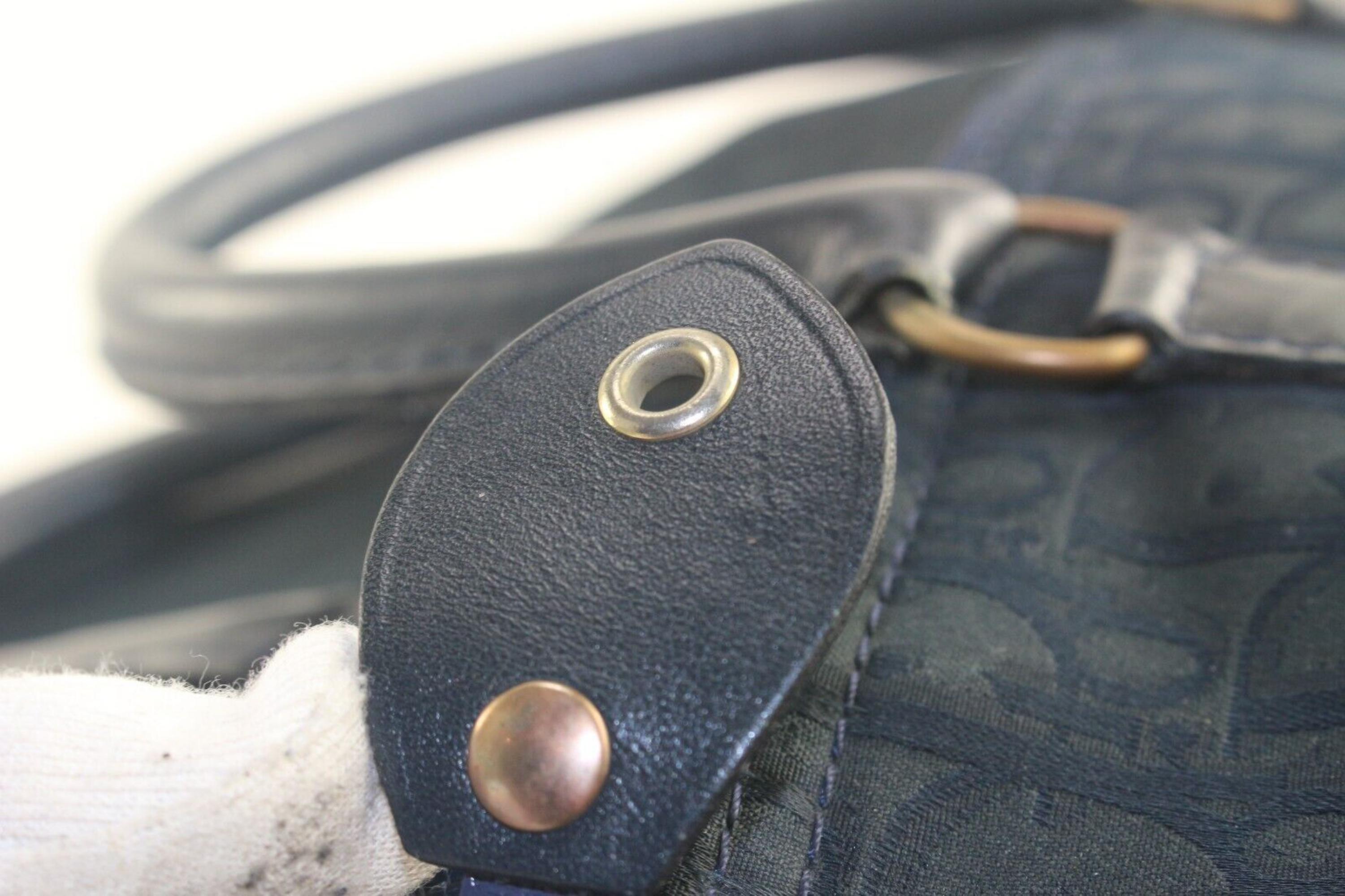 Dior Navy Embossed Nubuck Boston Bag 1D713K For Sale 6