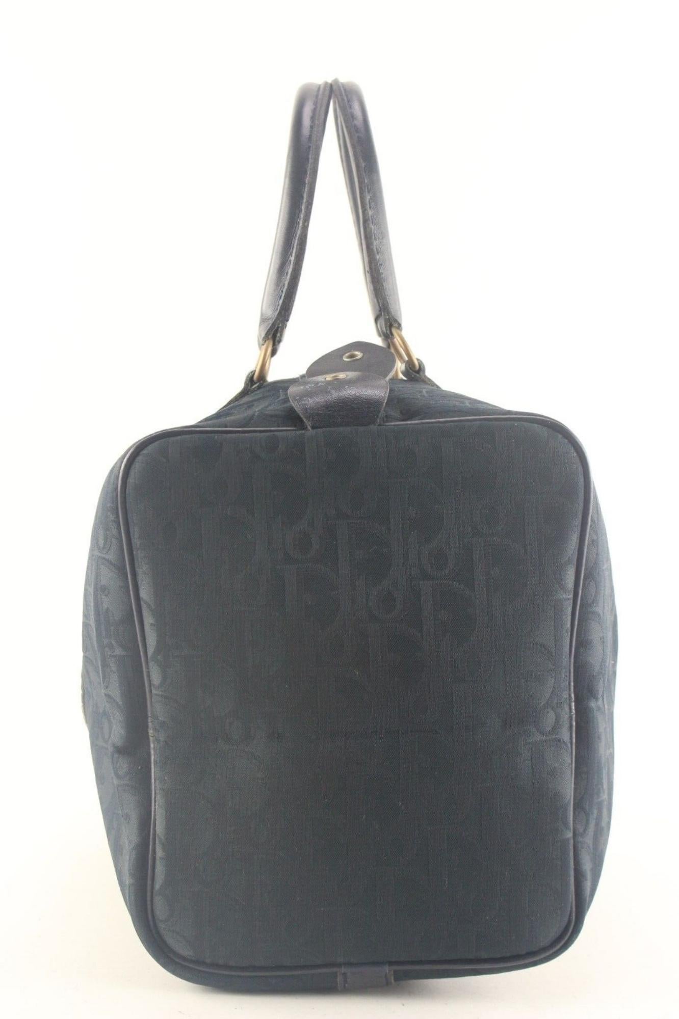 Dior Navy Embossed Nubuck Boston Bag 1D713K For Sale 7