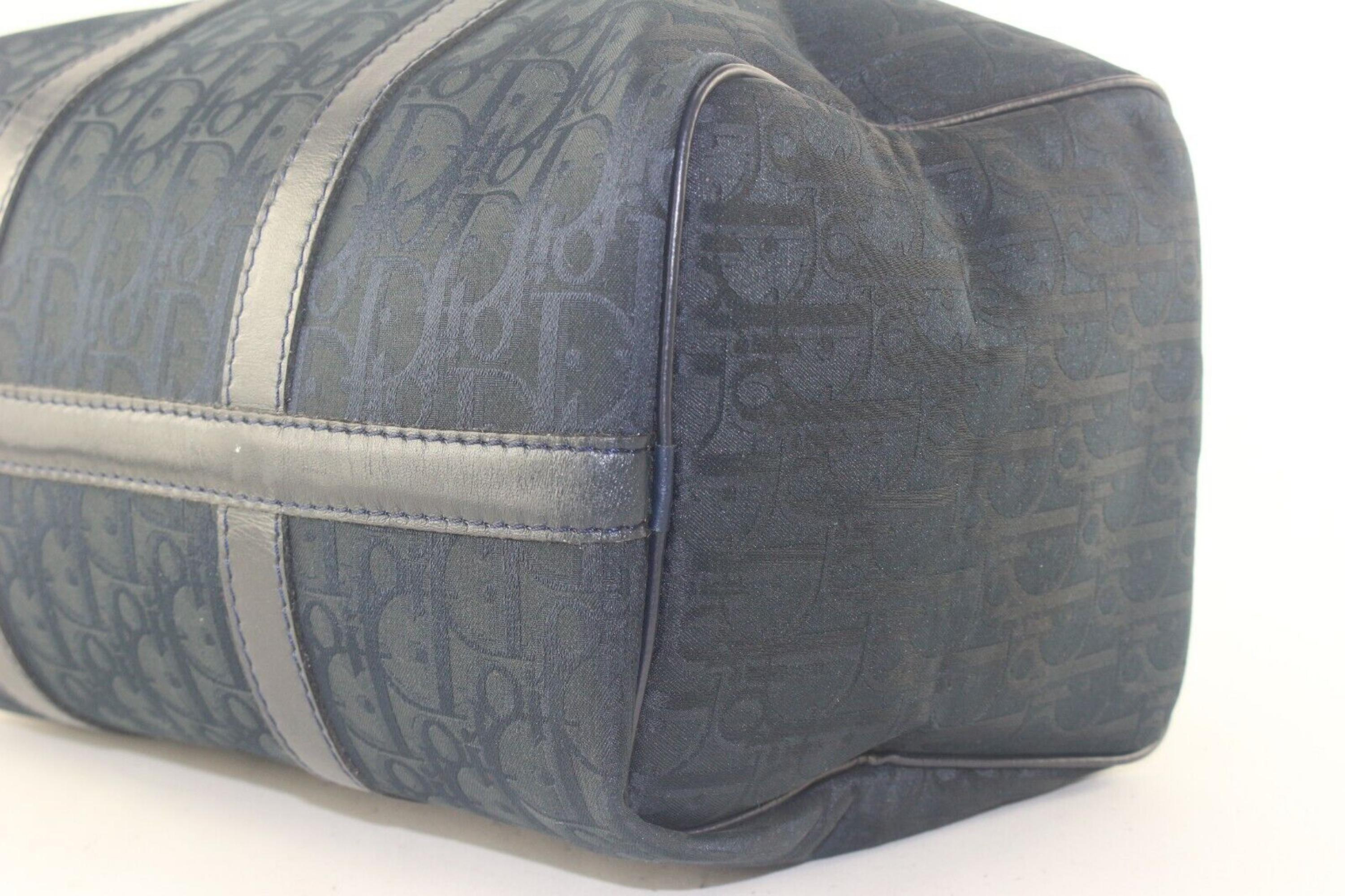 Women's Dior Navy Embossed Nubuck Boston Bag 1D713K For Sale
