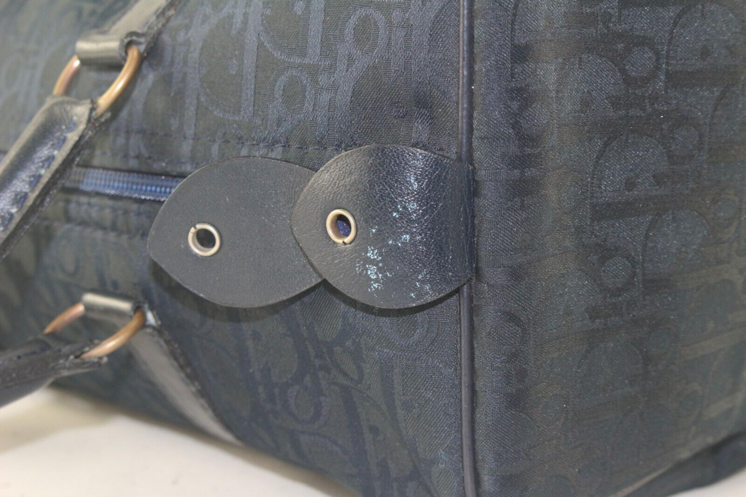 Dior Navy Embossed Nubuck Boston Bag 1D713K For Sale 1