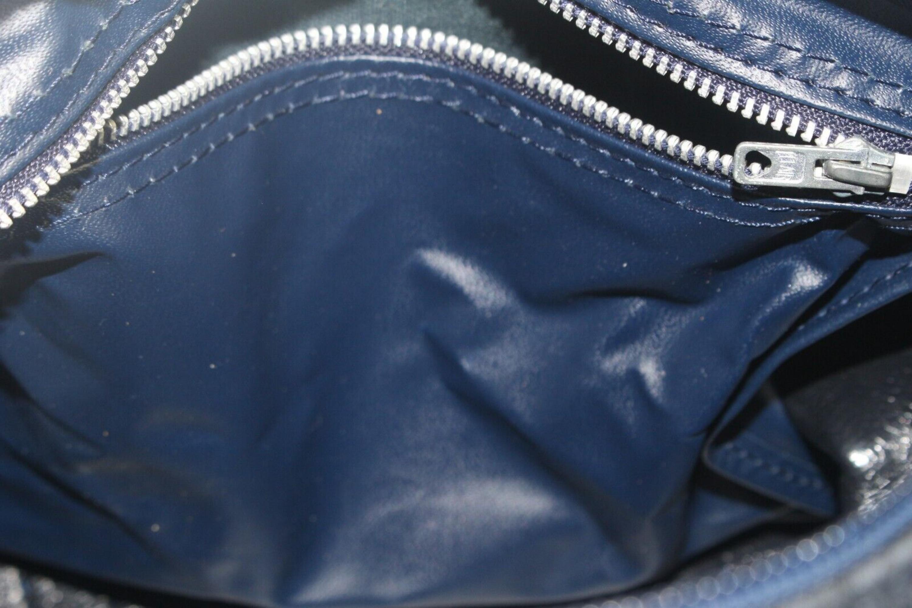 Dior Navy Embossed Nubuck Boston Bag 1D713K For Sale 4