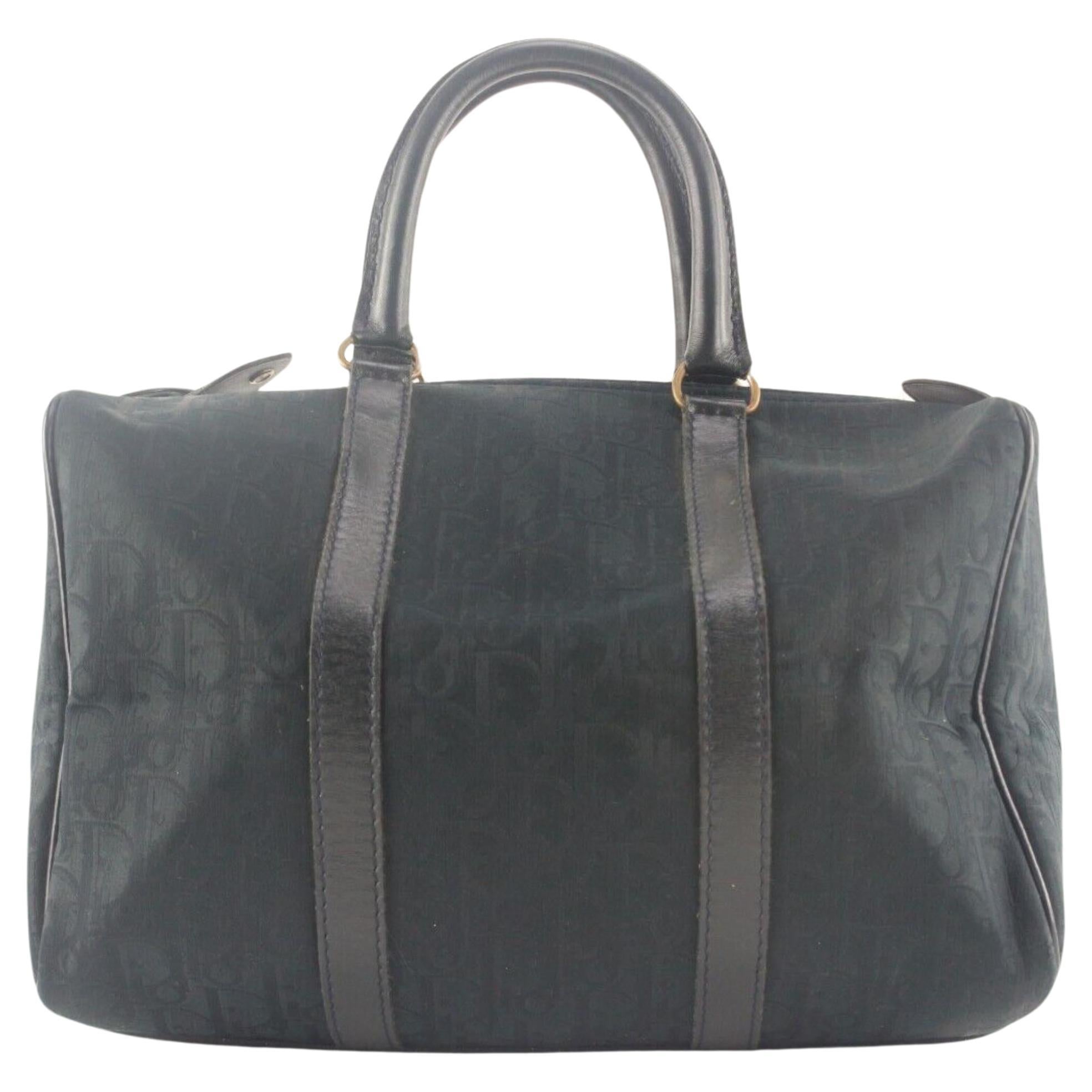 Dior Navy Embossed Nubuck Boston Bag 1D713K For Sale
