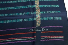 Dior Navy Geometric Vintage Silk Scarf