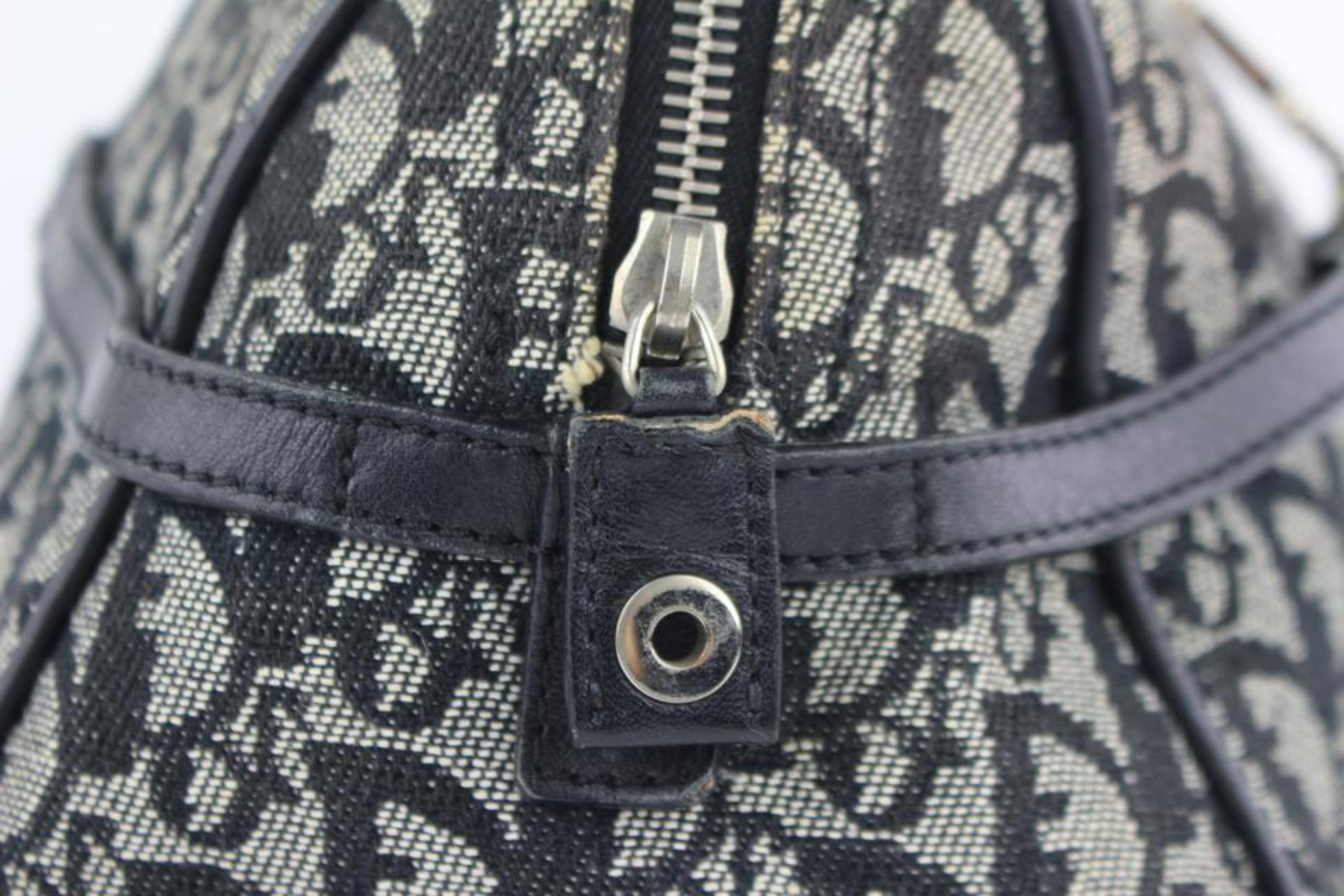 Dior Navy Logo Charm Oblique Signature Trotter Boston 21cdz1005 Blue ShoulderBag For Sale 5