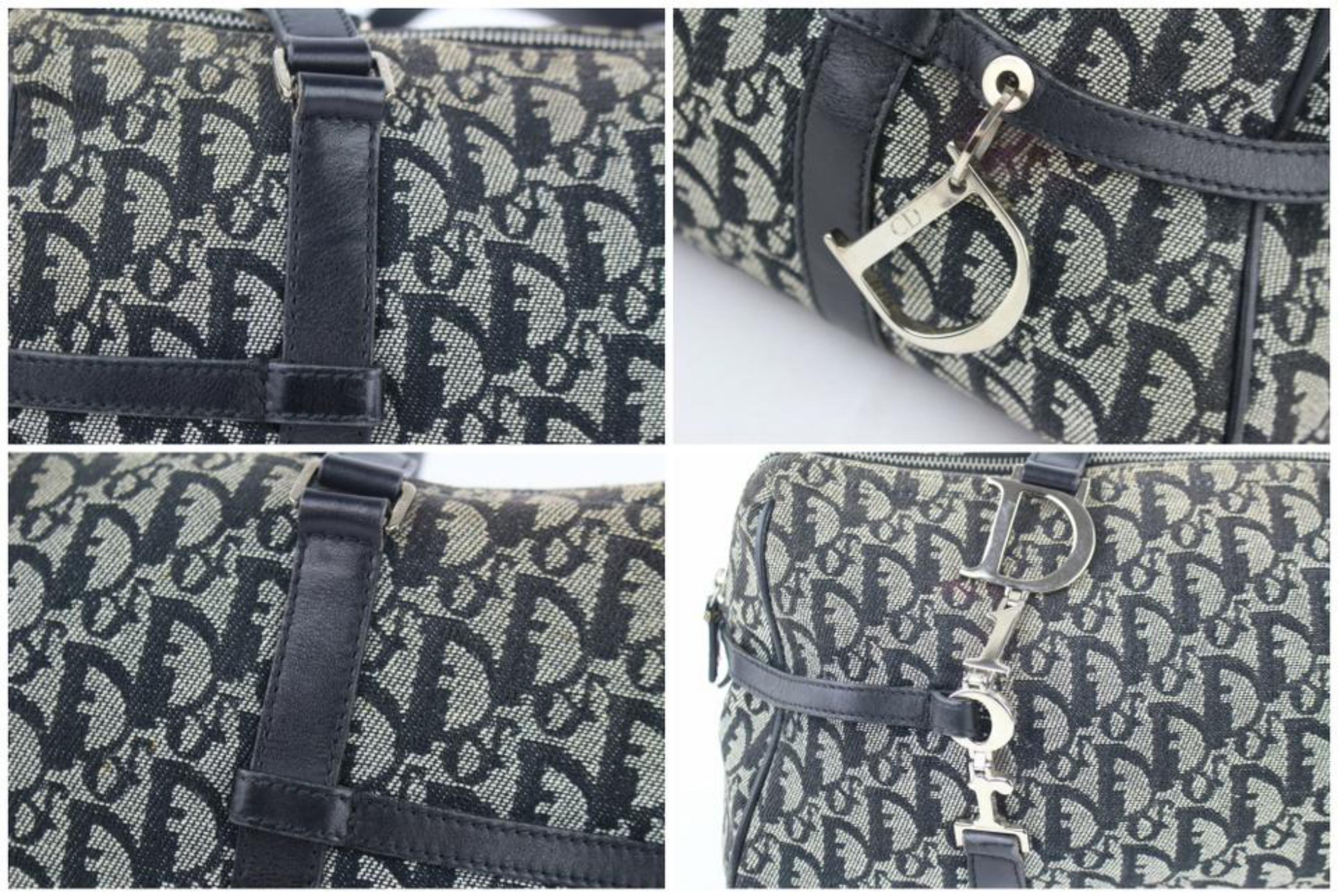 Dior Navy Logo Charm Oblique Signature Trotter Boston 21cdz1005 Blue ShoulderBag For Sale 4