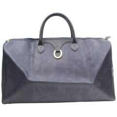 Dior Navy Monogram Olbique Signature Trotter Boston Duffle 869239 Blue Coated Ca