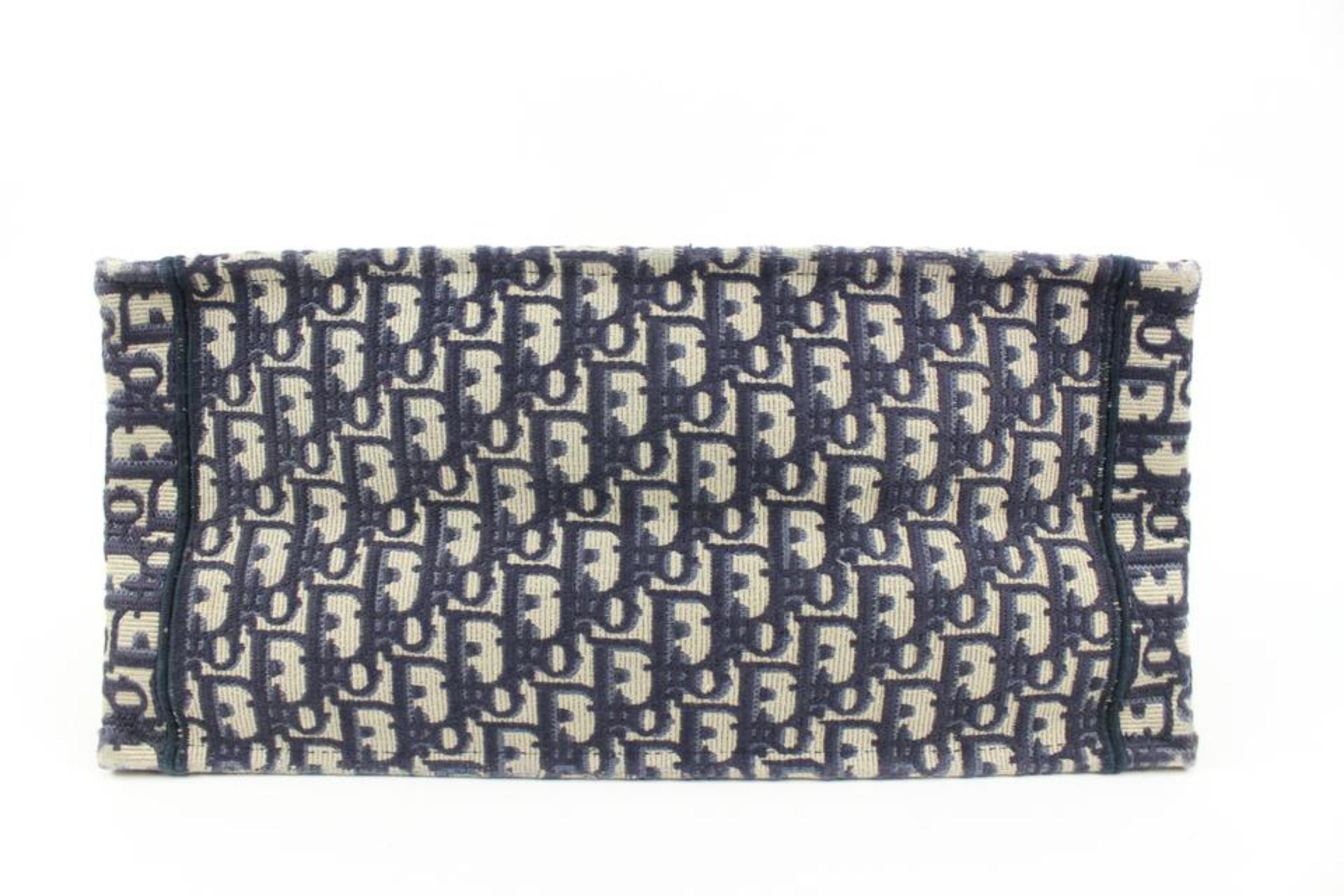 Gray Dior Navy Monogram Trotter Oblique Small Book Tote Shopper Bag s27d6