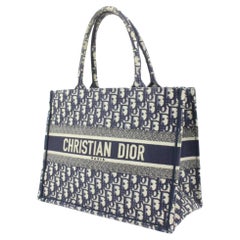 Dior Navy Monogram Trotter Oblique Small Book Tote Shopper Bag s27d6
