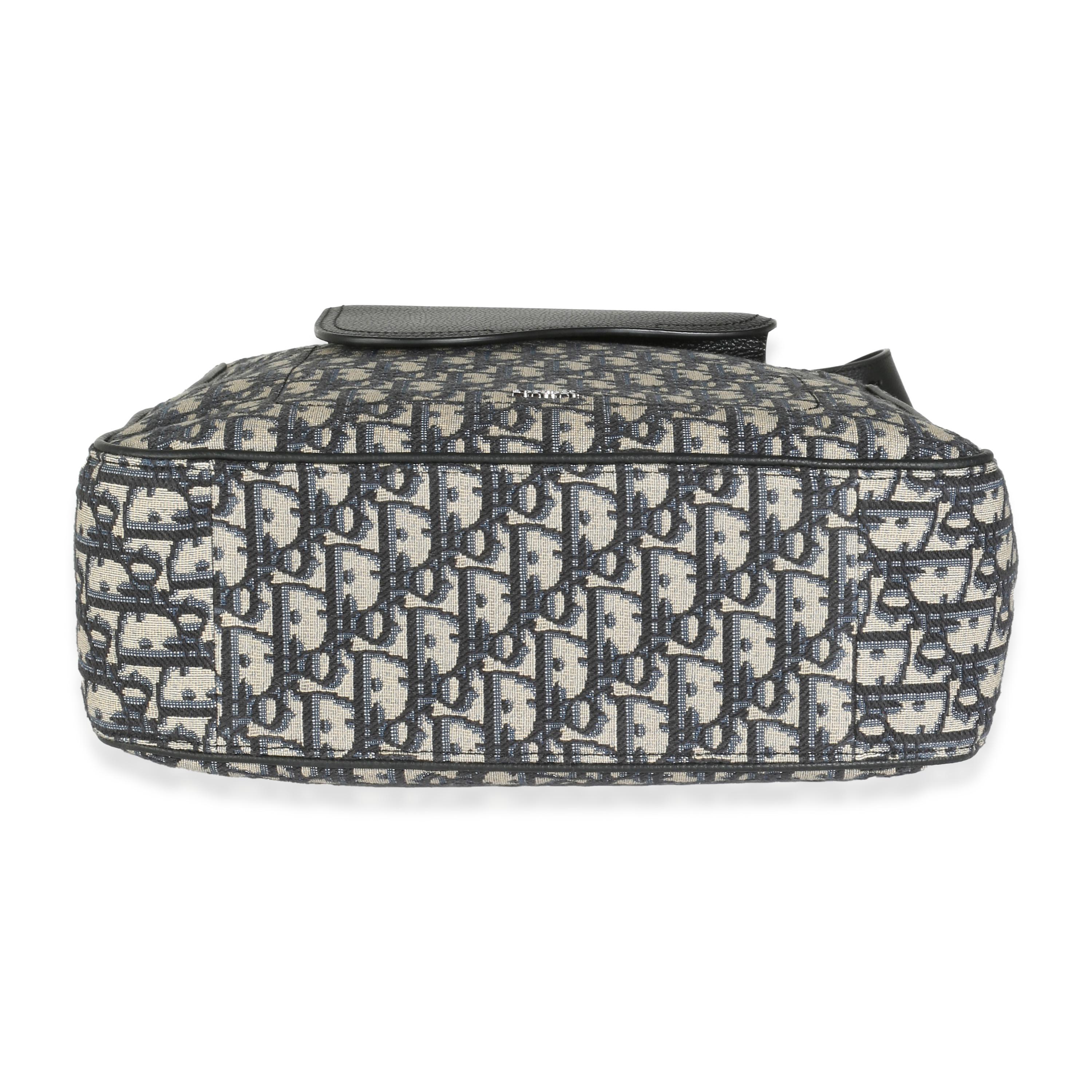 Dior Navy Oblique Jacquard Saddle Tote für Damen oder Herren im Angebot