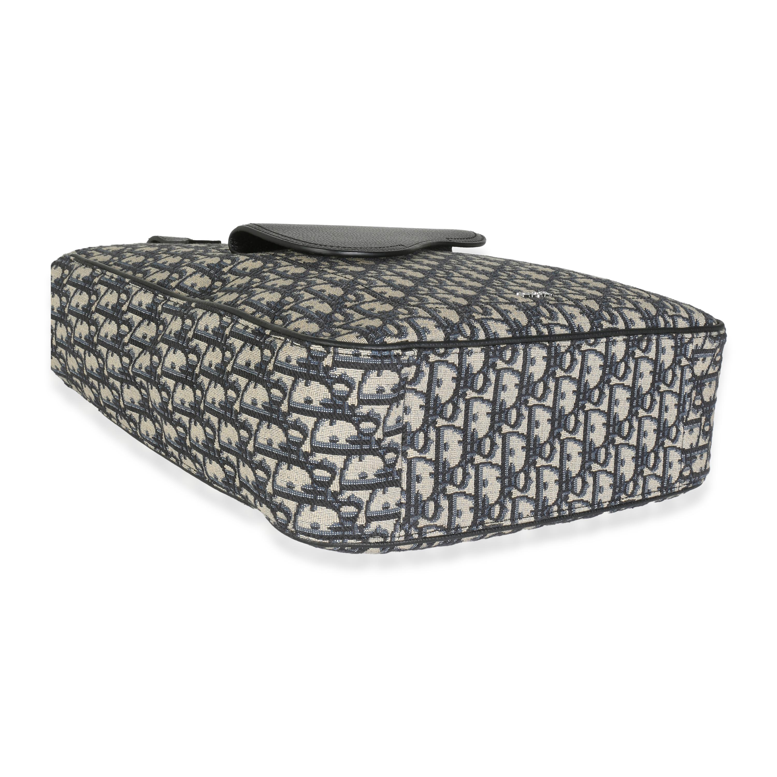 Dior Navy Oblique Jacquard Saddle Tote im Angebot 1