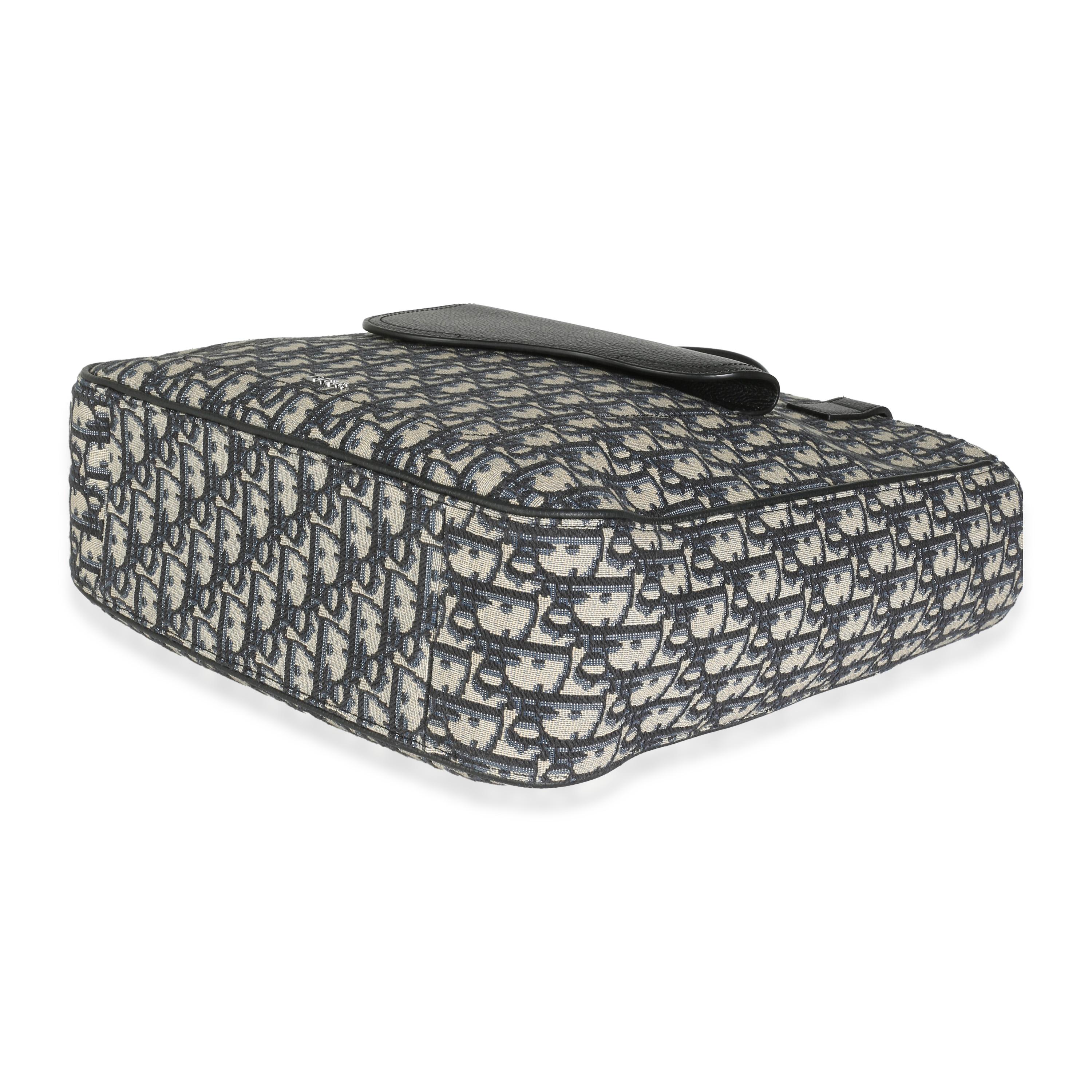 Dior Navy Oblique Jacquard Saddle Tote im Angebot 2