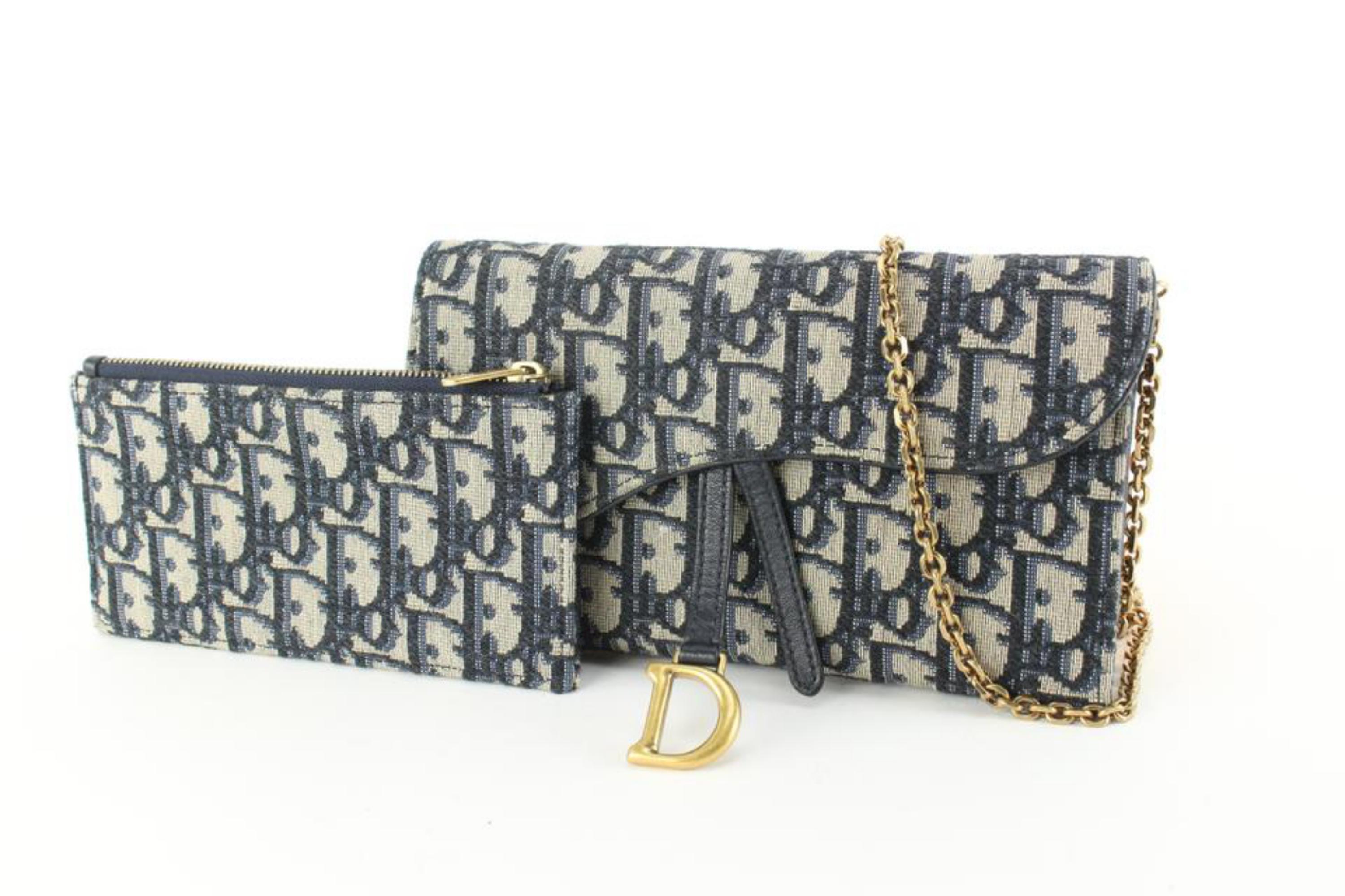 Dior Navy Oblique Trotter Saddle Long Wallet on Chain  57d725s 5
