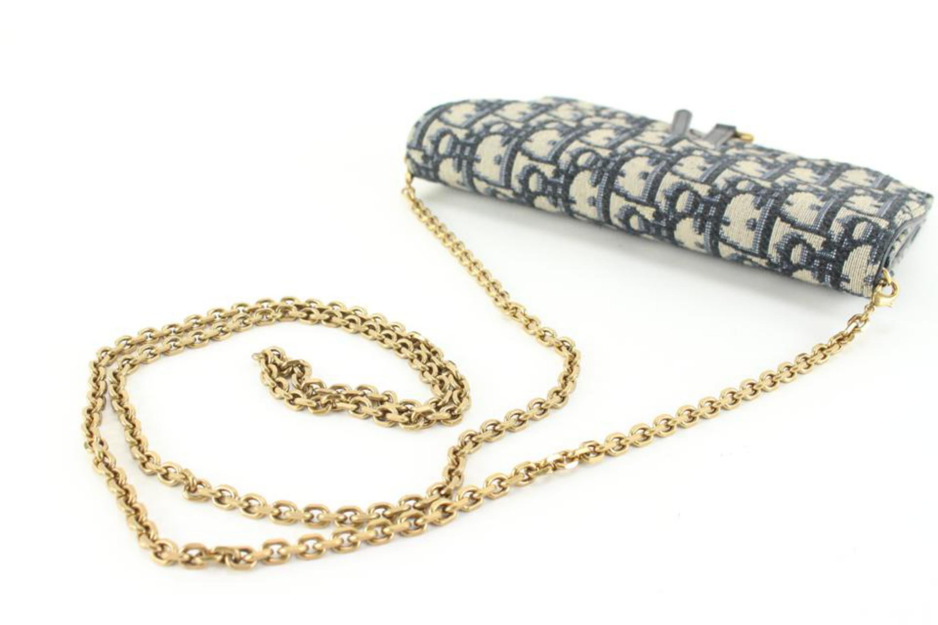 Dior Navy Oblique Trotter Saddle Long Wallet on Chain  57d725s 2