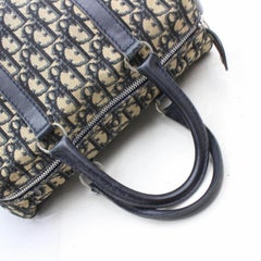 Dior Navy Signature Monogram Oblique Trotter Boston 869063 Blue Canvas Satchel