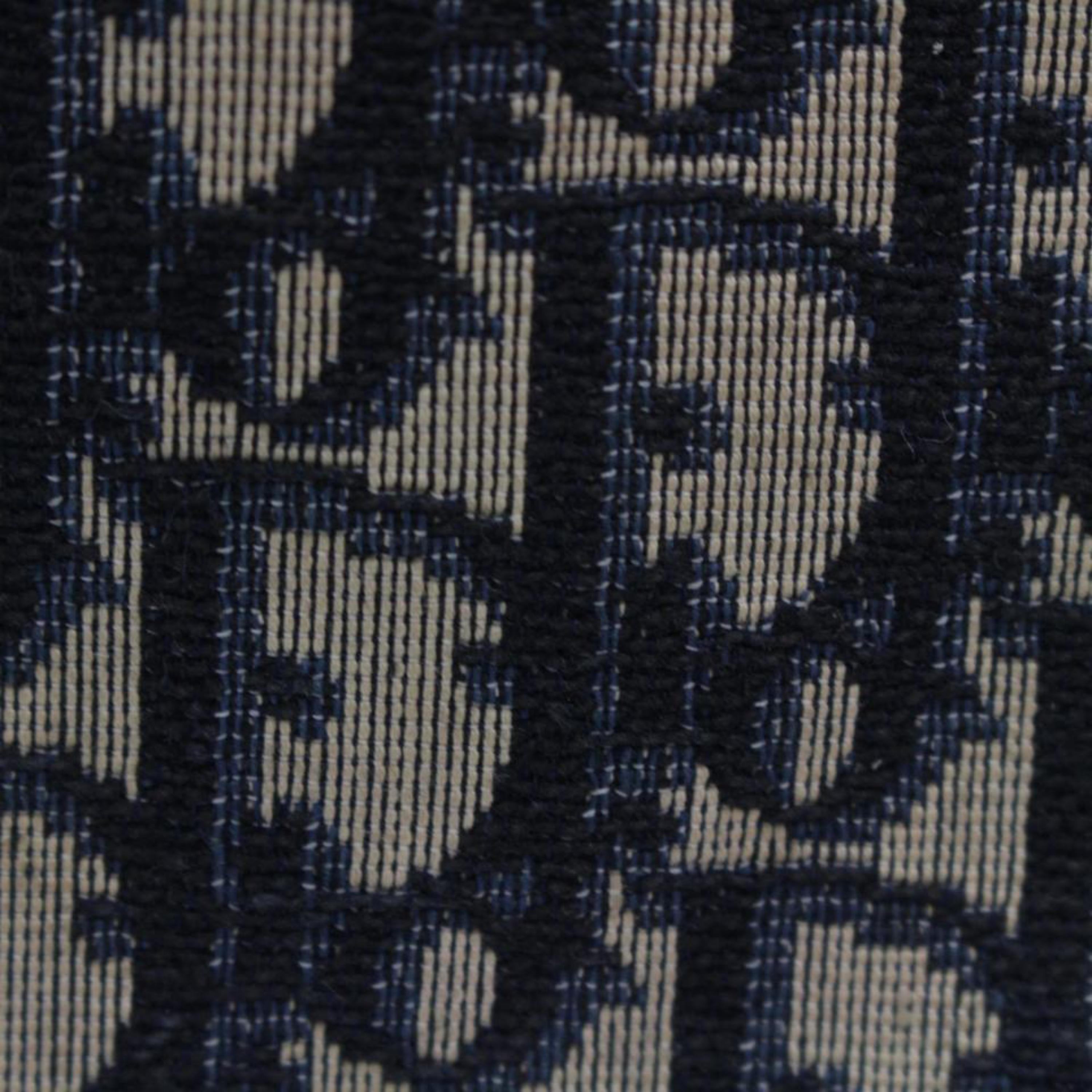 Dior Navy Signature Monogram Oblique Trotter Boston 869407 Blue Canvas Satchel For Sale 2