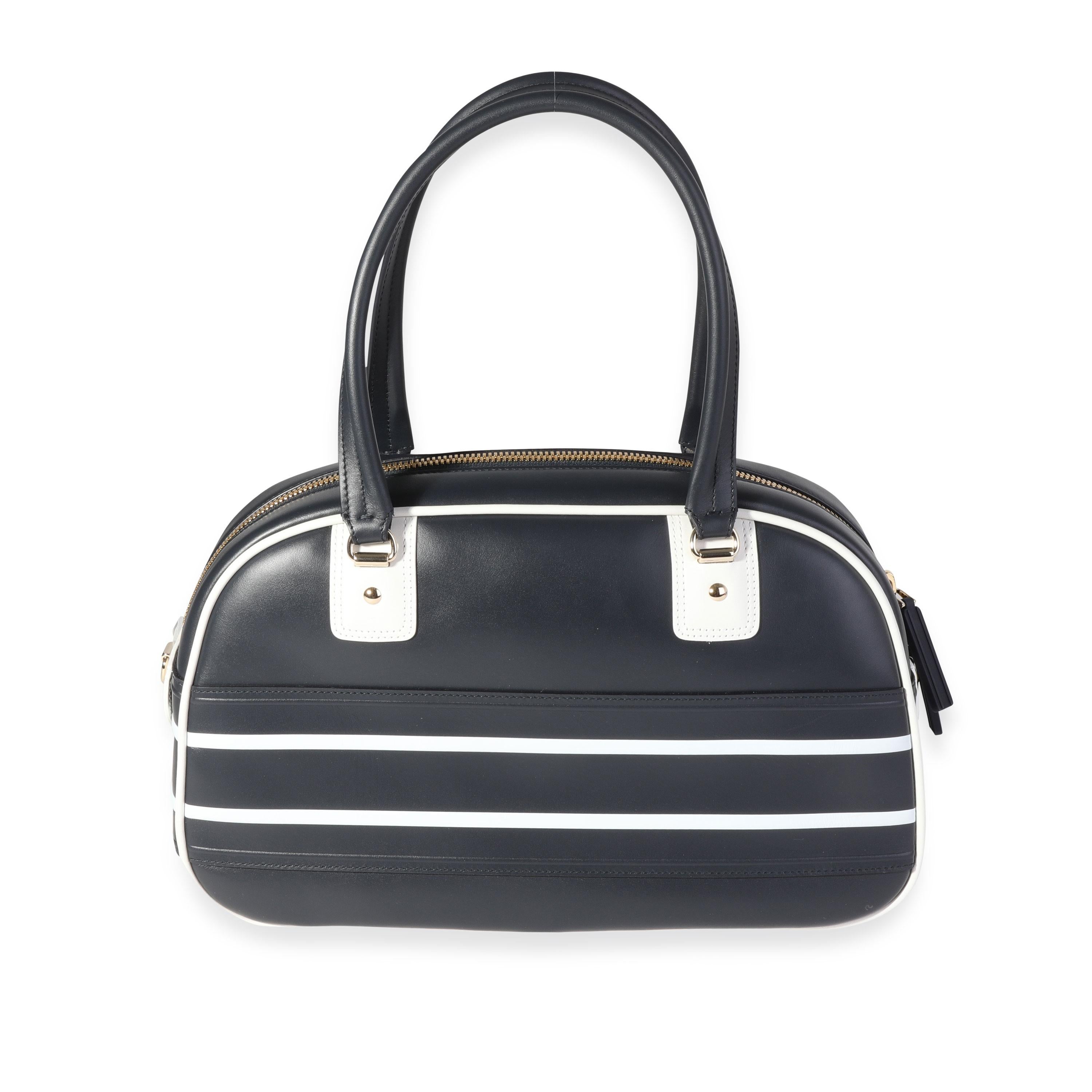 Nero Borsa Bowling Dior Navy in pelle di vitello liscia media Dior Vibe Zip