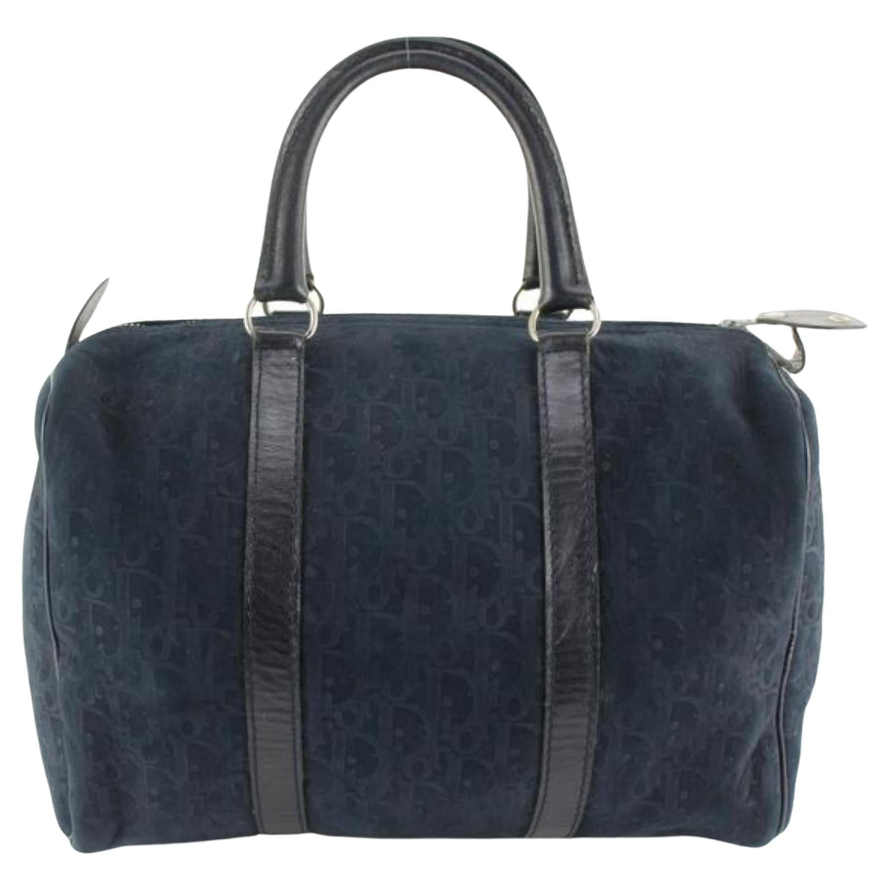 Dior Navy Suede Trotter Boston Bag 17d720s