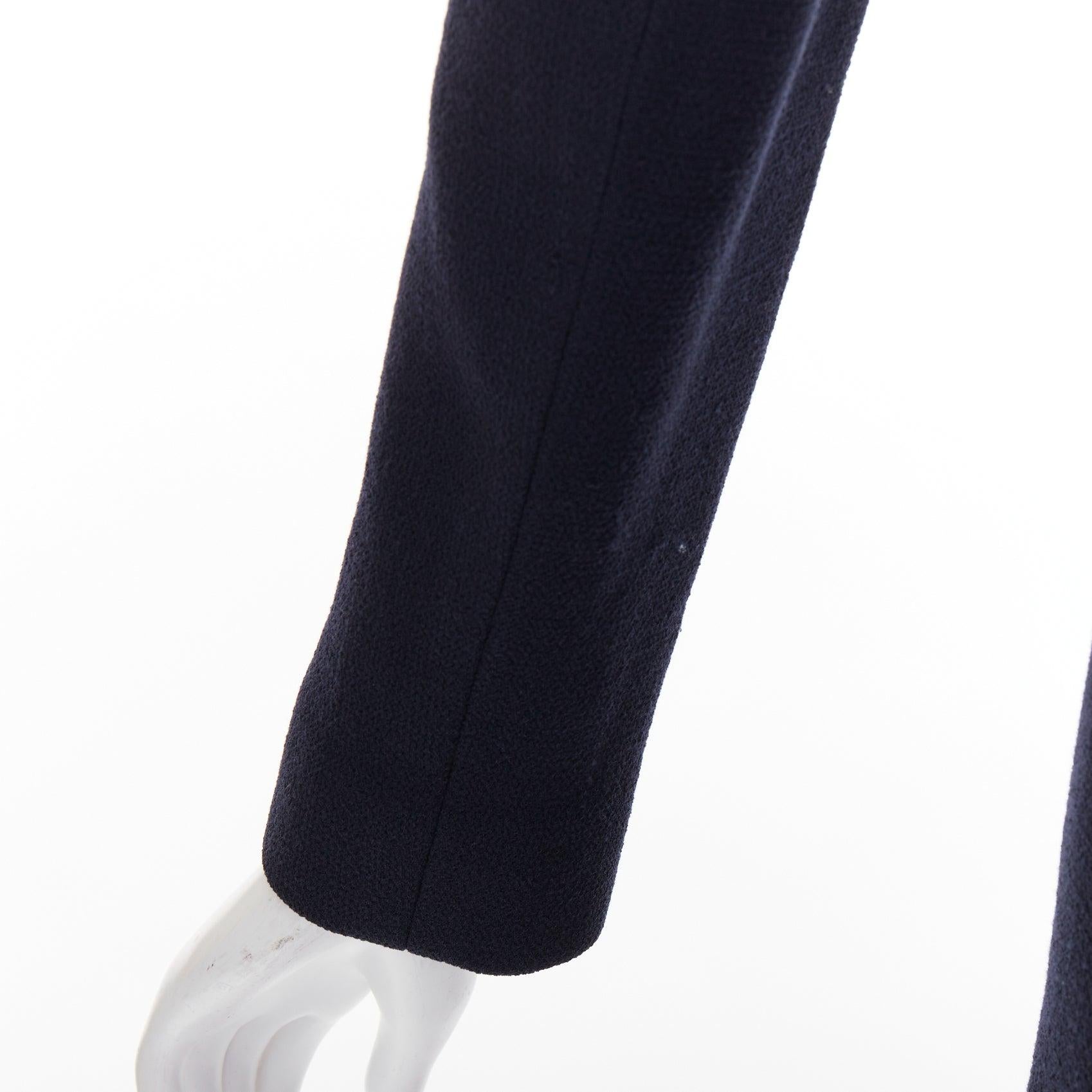 DIOR cappotto con cintura in lana vergine navy foderato in seta con orlo a pieghe FR36 S in vendita 4