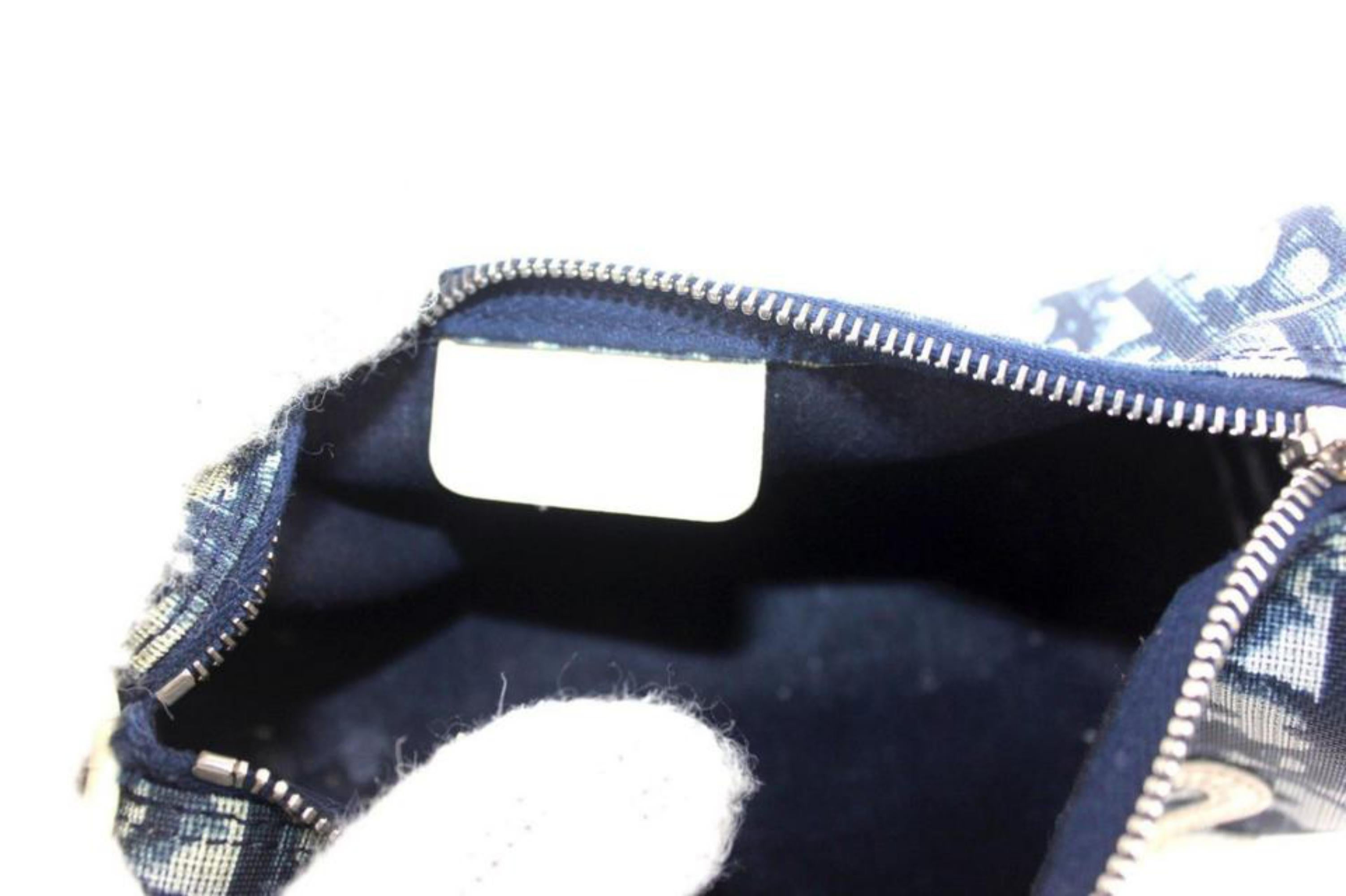 Dior Navy X Black X White Oblique Signature Monogram Pouch 865951 Cosmetic Bag For Sale 3