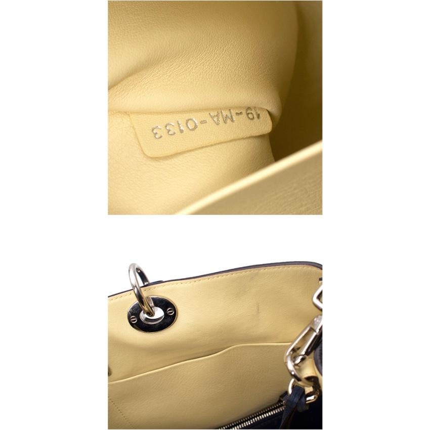 Dior Navy & Yellow Grained Leather Medium Diorissimo Tote Bag For Sale 5