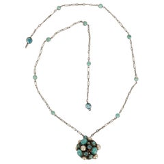 Dior Necklace Paved with Blue Cabochons