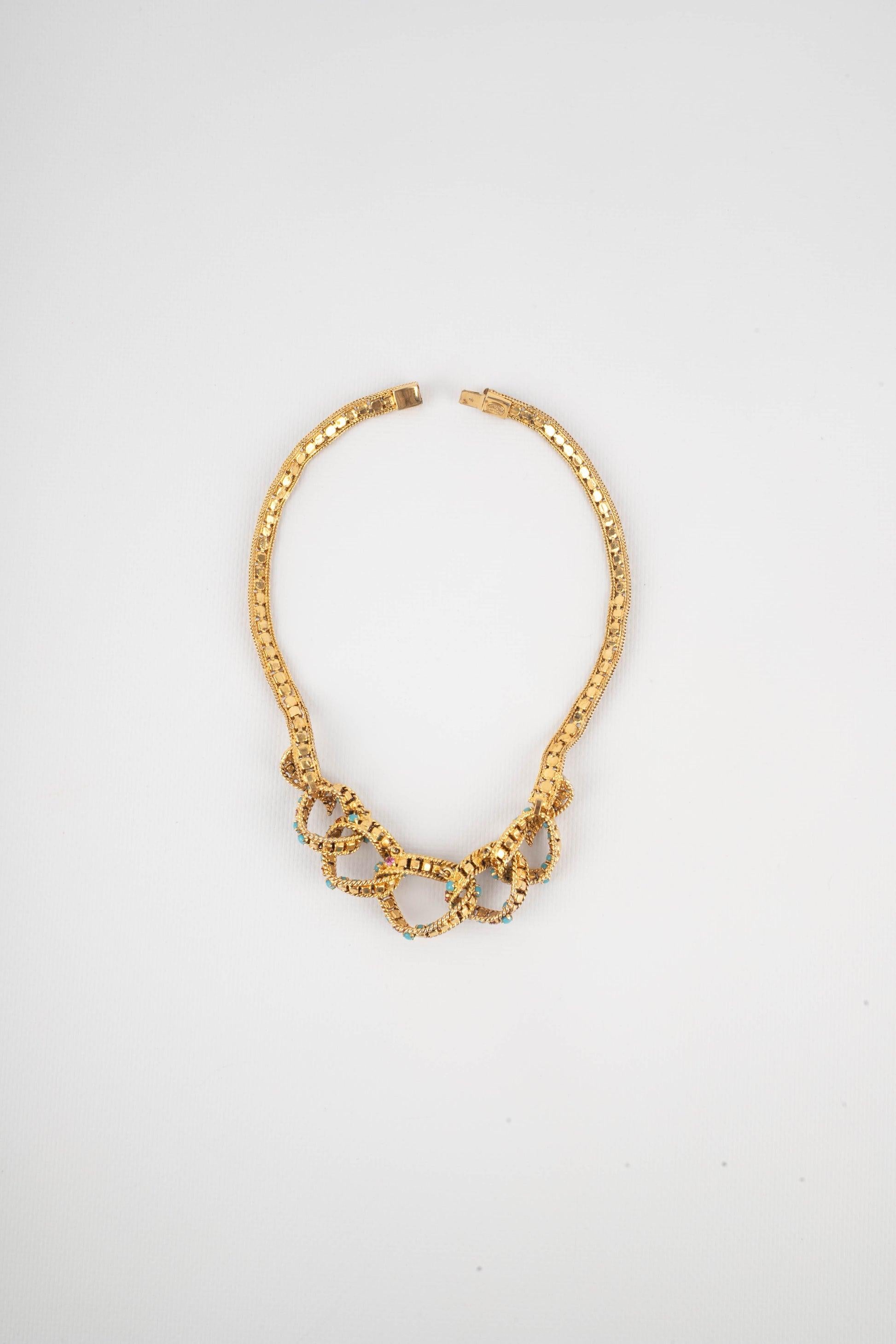Dior Necklace Set with Blue Glass Paste, 1965 In Excellent Condition For Sale In SAINT-OUEN-SUR-SEINE, FR