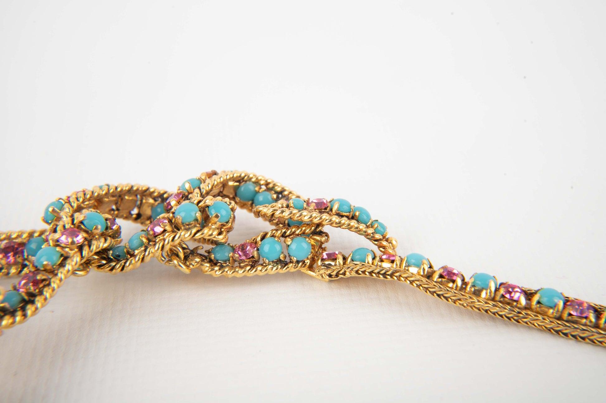 Women's Dior Necklace Set with Blue Glass Paste, 1965 For Sale