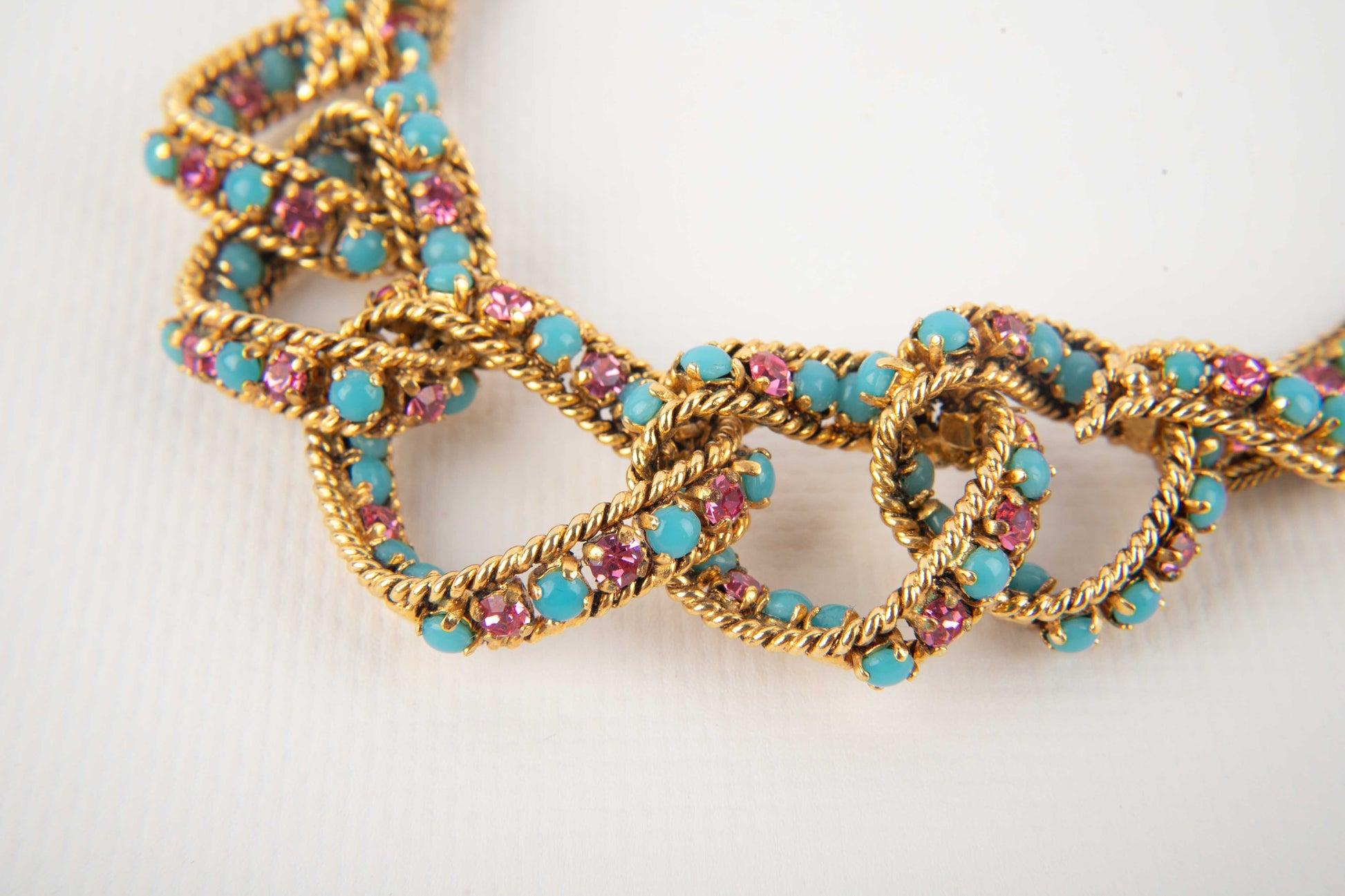 Dior Necklace Set with Blue Glass Paste, 1965 For Sale 1