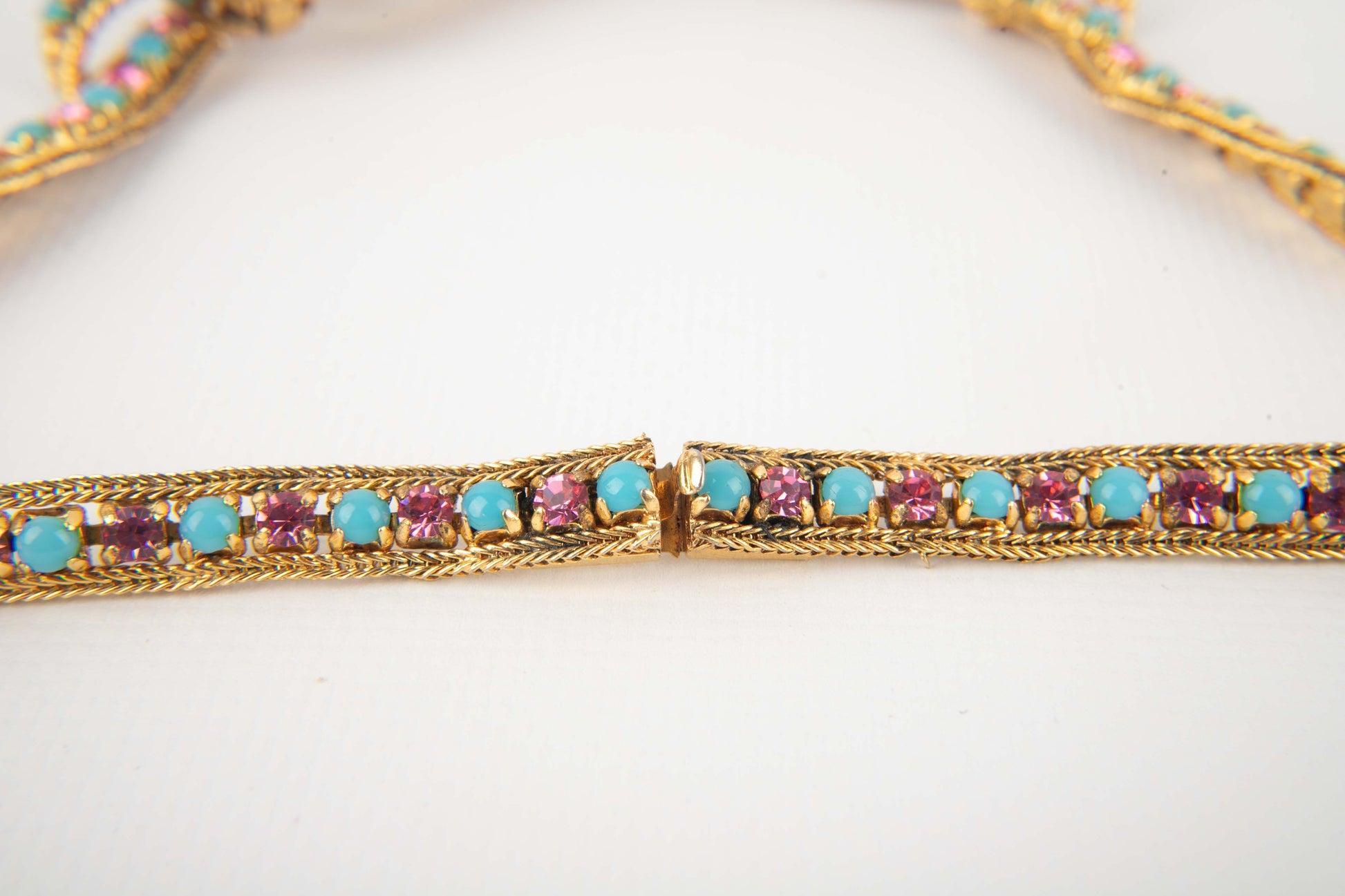 Dior Necklace Set with Blue Glass Paste, 1965 For Sale 2