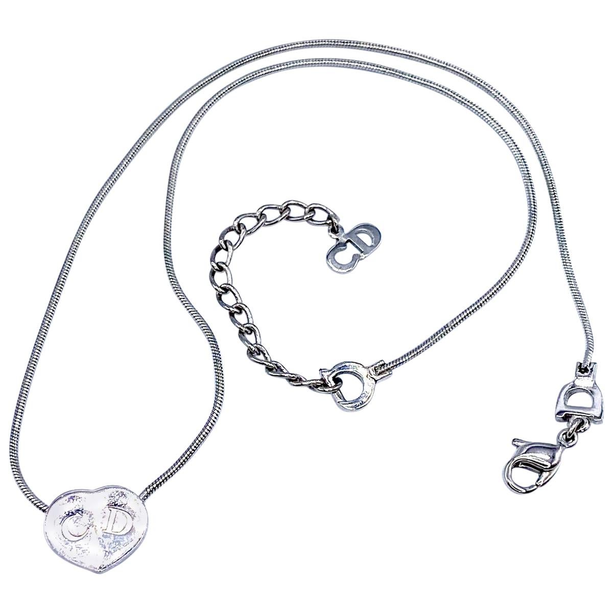 DIOR Necklace Vintage Heart Pendant Y2K
