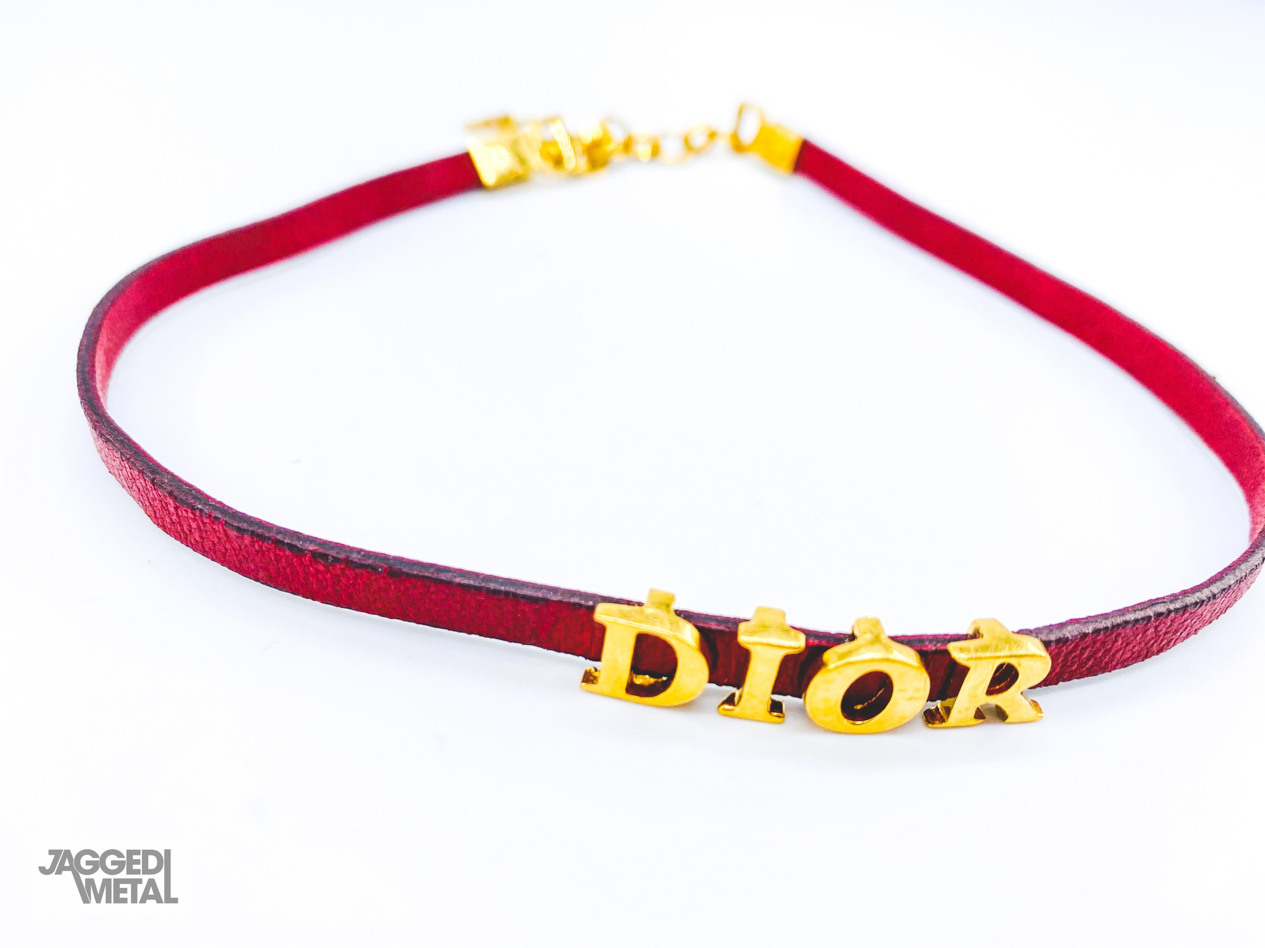 dior leather choker