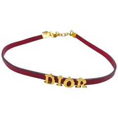 DIOR Necklace Vintage Leather Choker