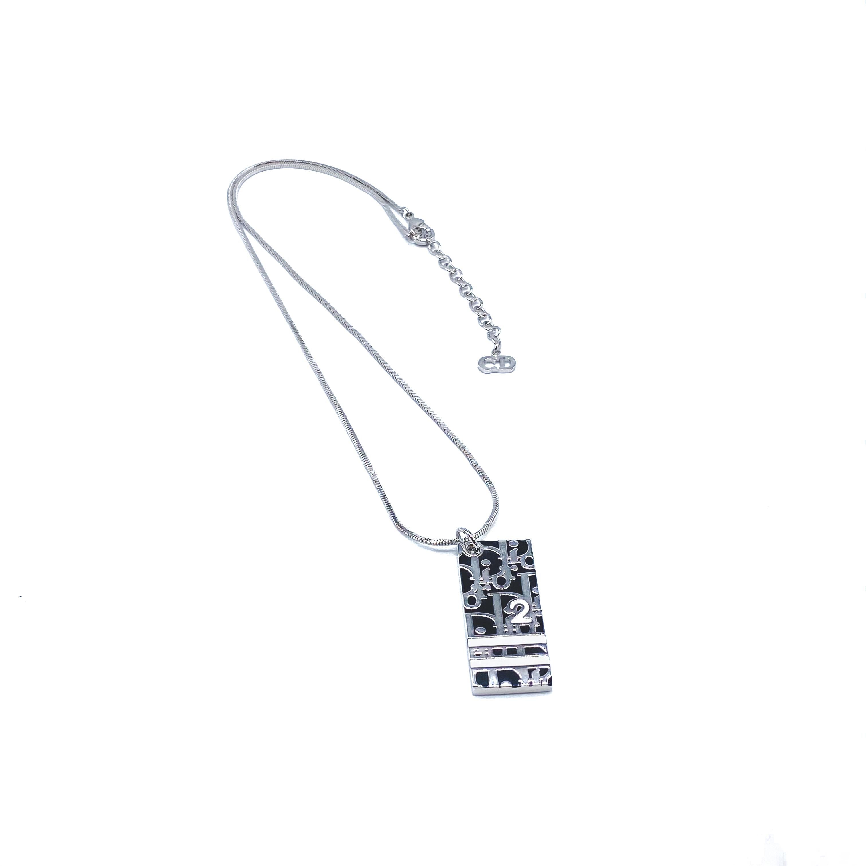 DIOR Silver Plated Necklace Vintage Y2K Trotter Pendant 1
