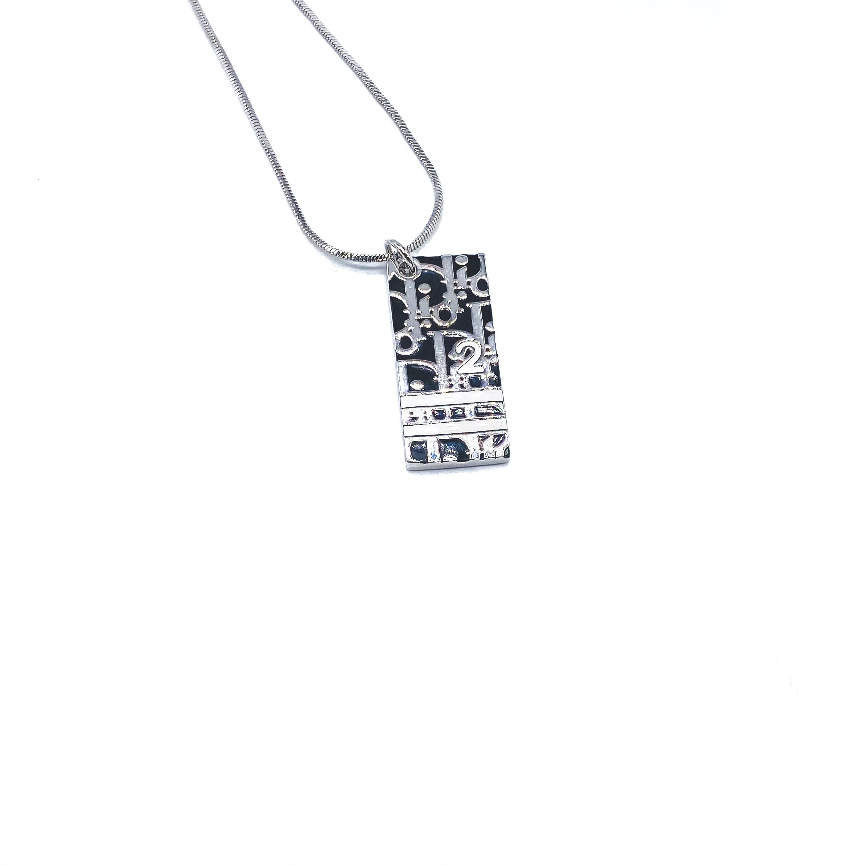 DIOR Silver Plated Necklace Vintage Y2K Trotter Pendant 3