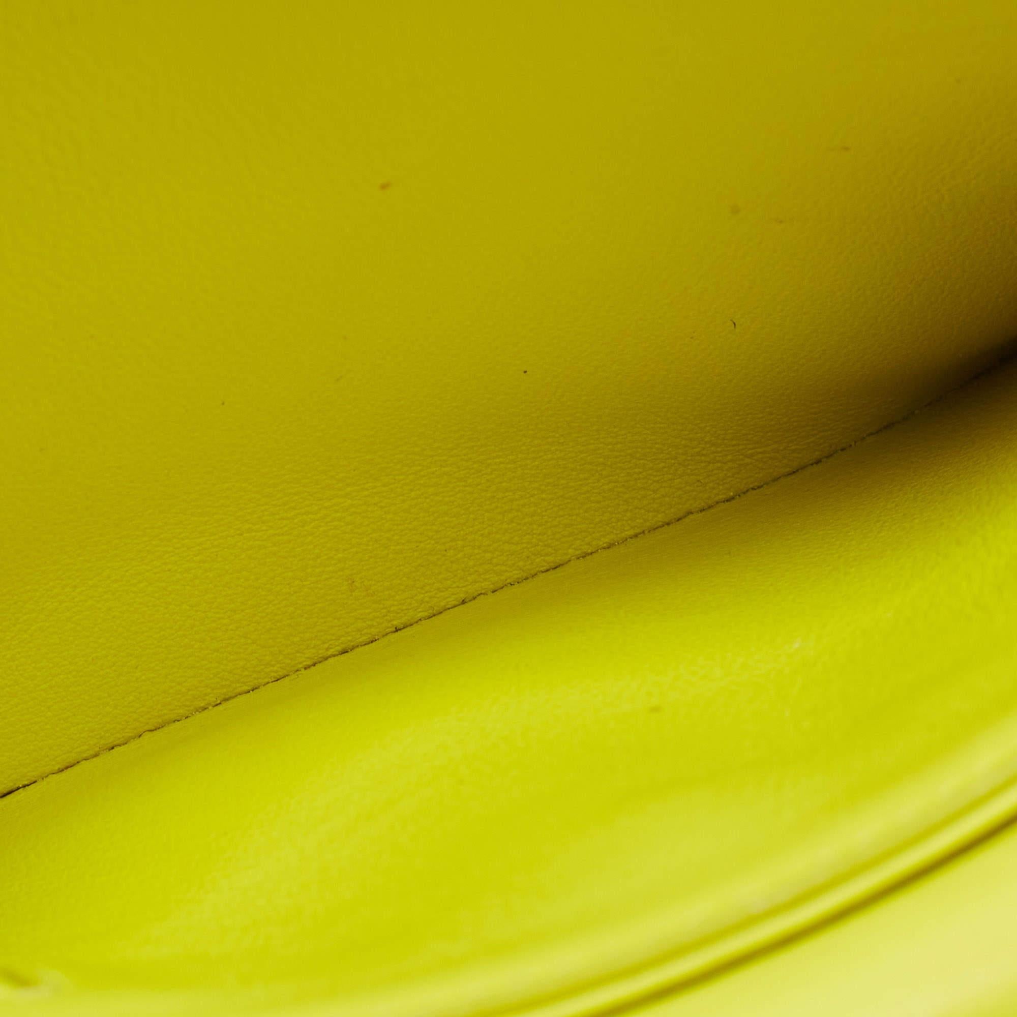 Dior Neon Yellow Leather Mini Diorever Top Handle Bag 6