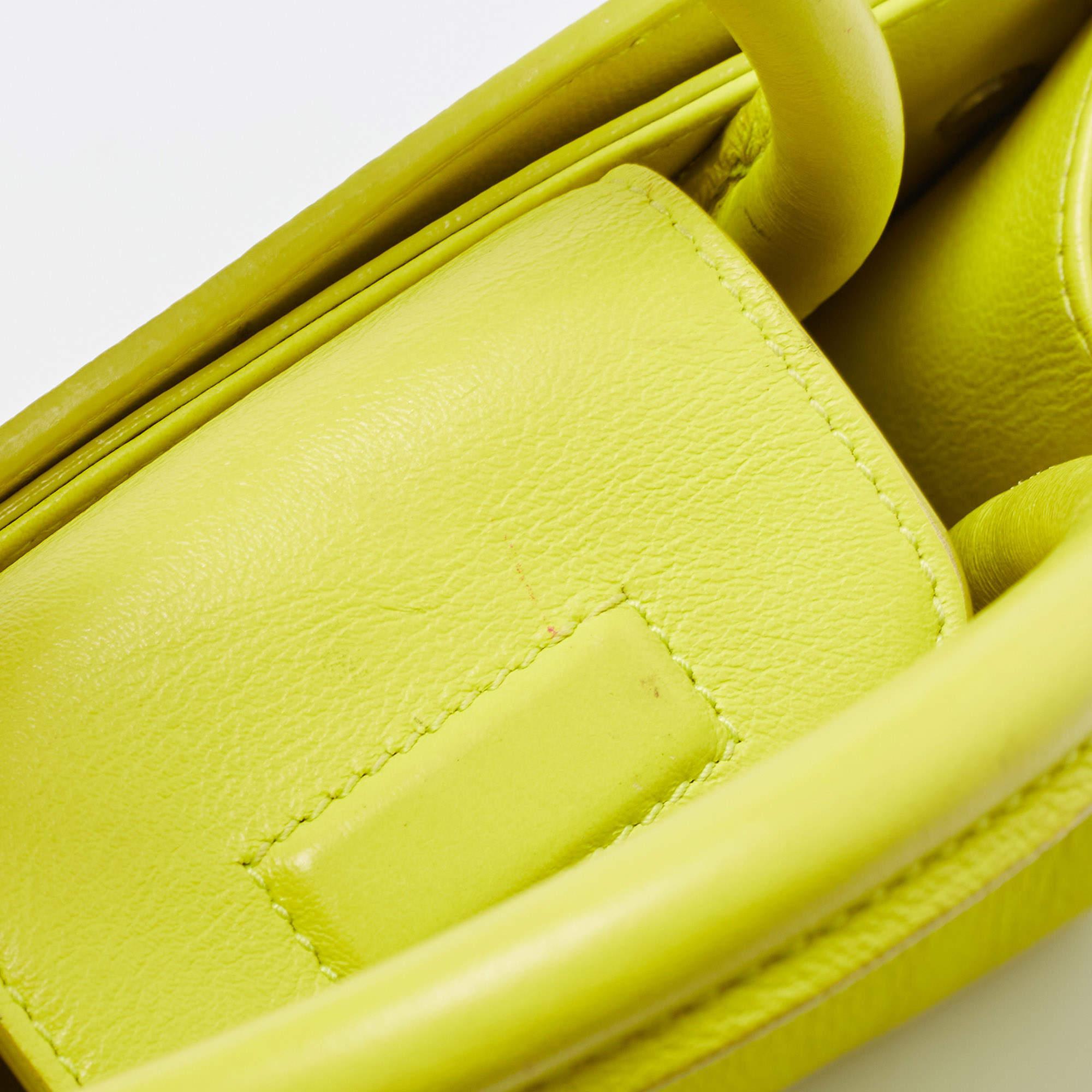 Dior Neon Yellow Leather Mini Diorever Top Handle Bag 7