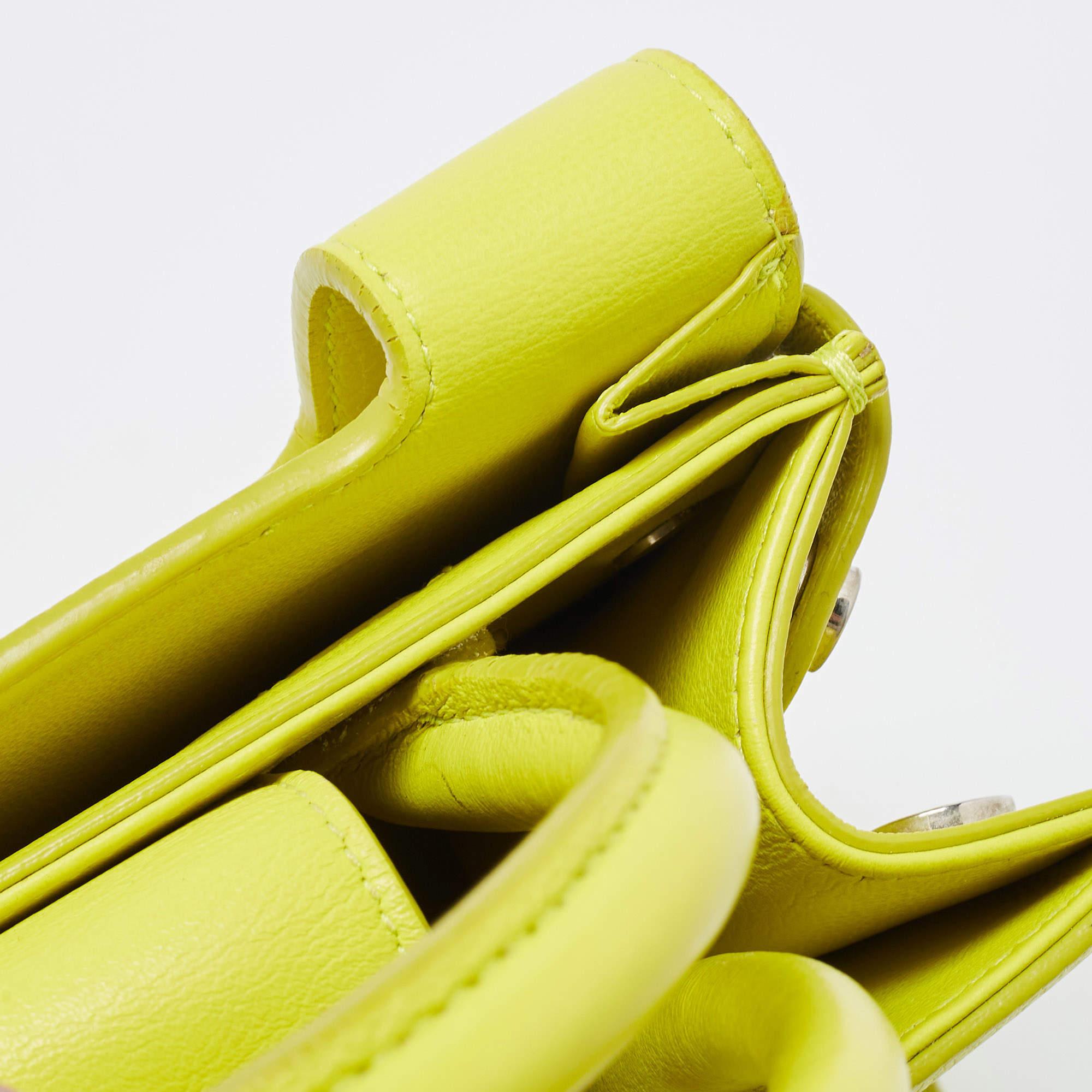 Dior Neon Yellow Leather Mini Diorever Top Handle Bag 9