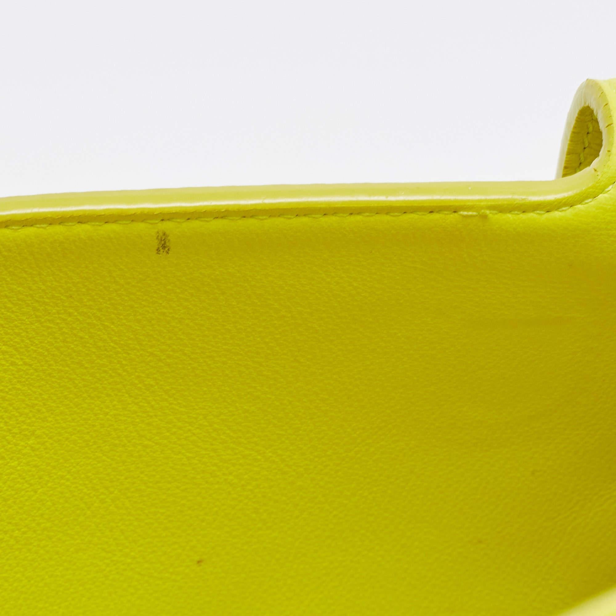 Dior Neon Yellow Leather Mini Diorever Top Handle Bag 12