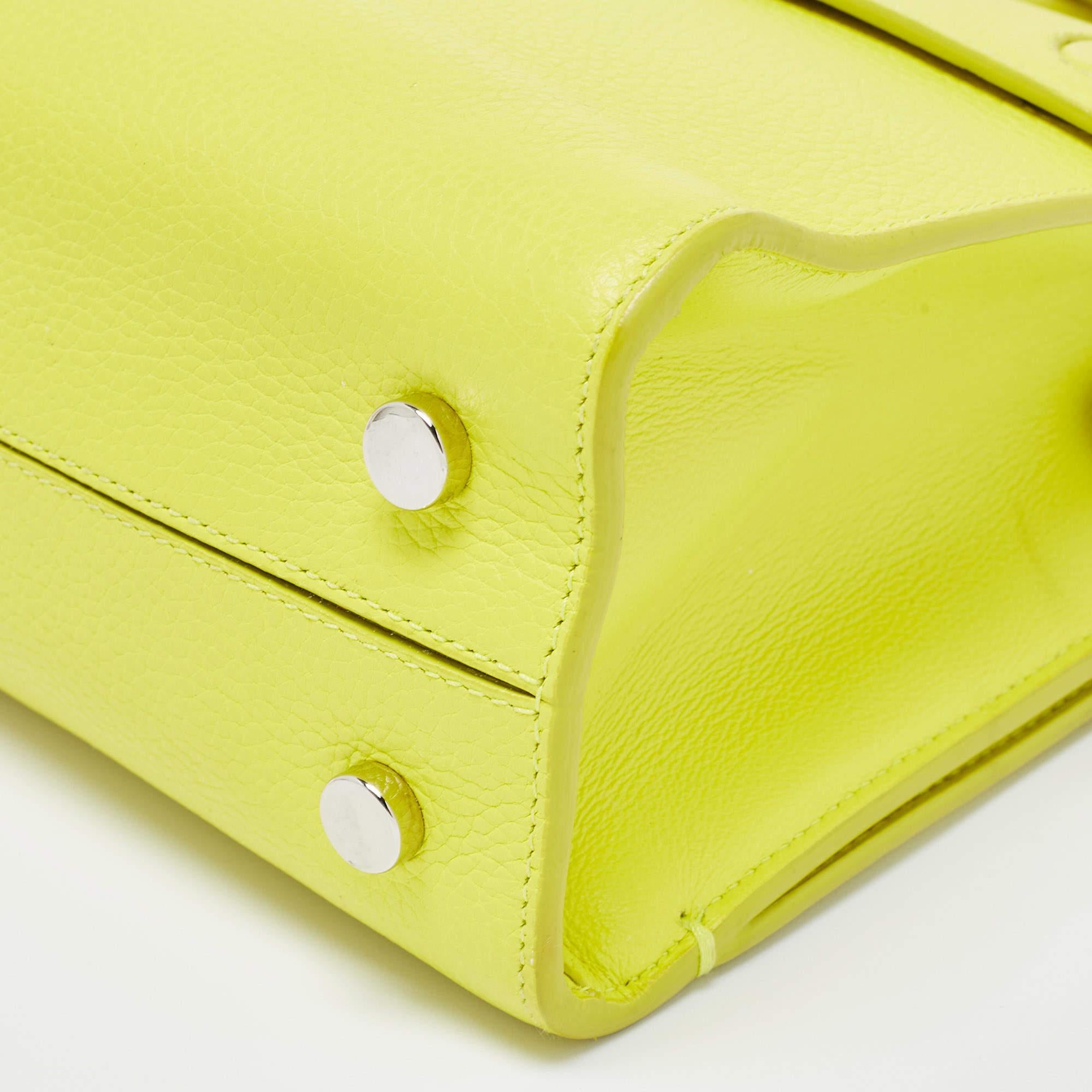 Women's Dior Neon Yellow Leather Mini Diorever Top Handle Bag