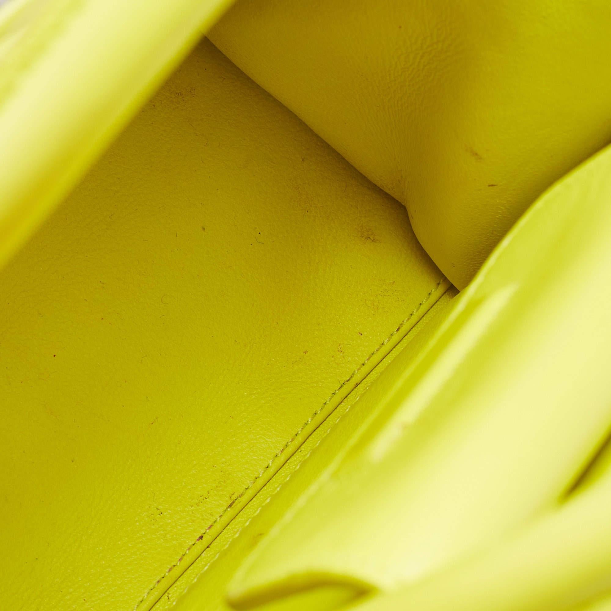 Dior Neon Yellow Leather Mini Diorever Top Handle Bag 3