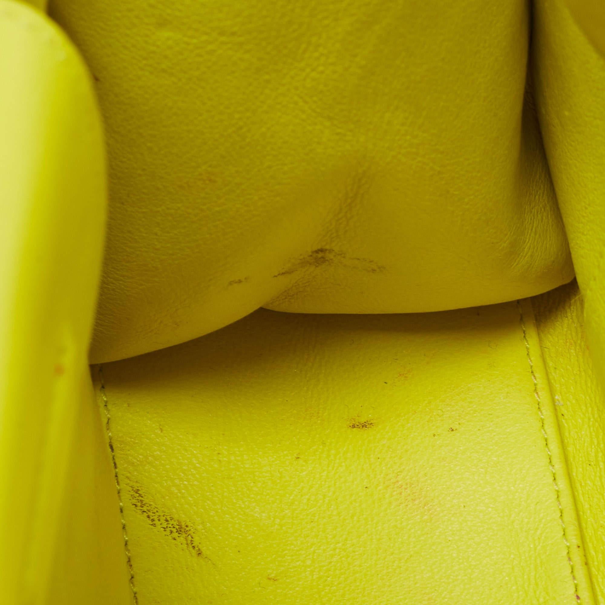 Dior Neon Yellow Leather Mini Diorever Top Handle Bag 5